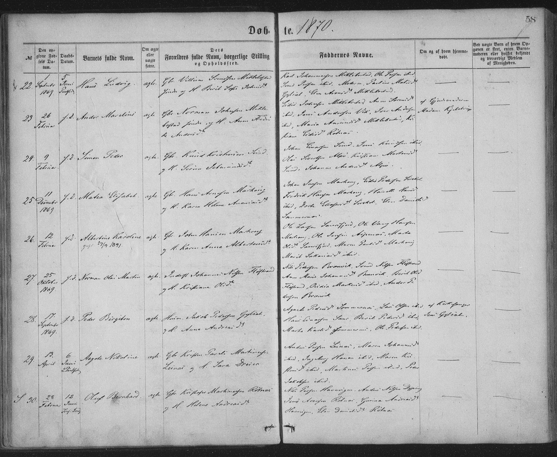 Ministerialprotokoller, klokkerbøker og fødselsregistre - Nordland, AV/SAT-A-1459/855/L0801: Ministerialbok nr. 855A09, 1864-1874, s. 58