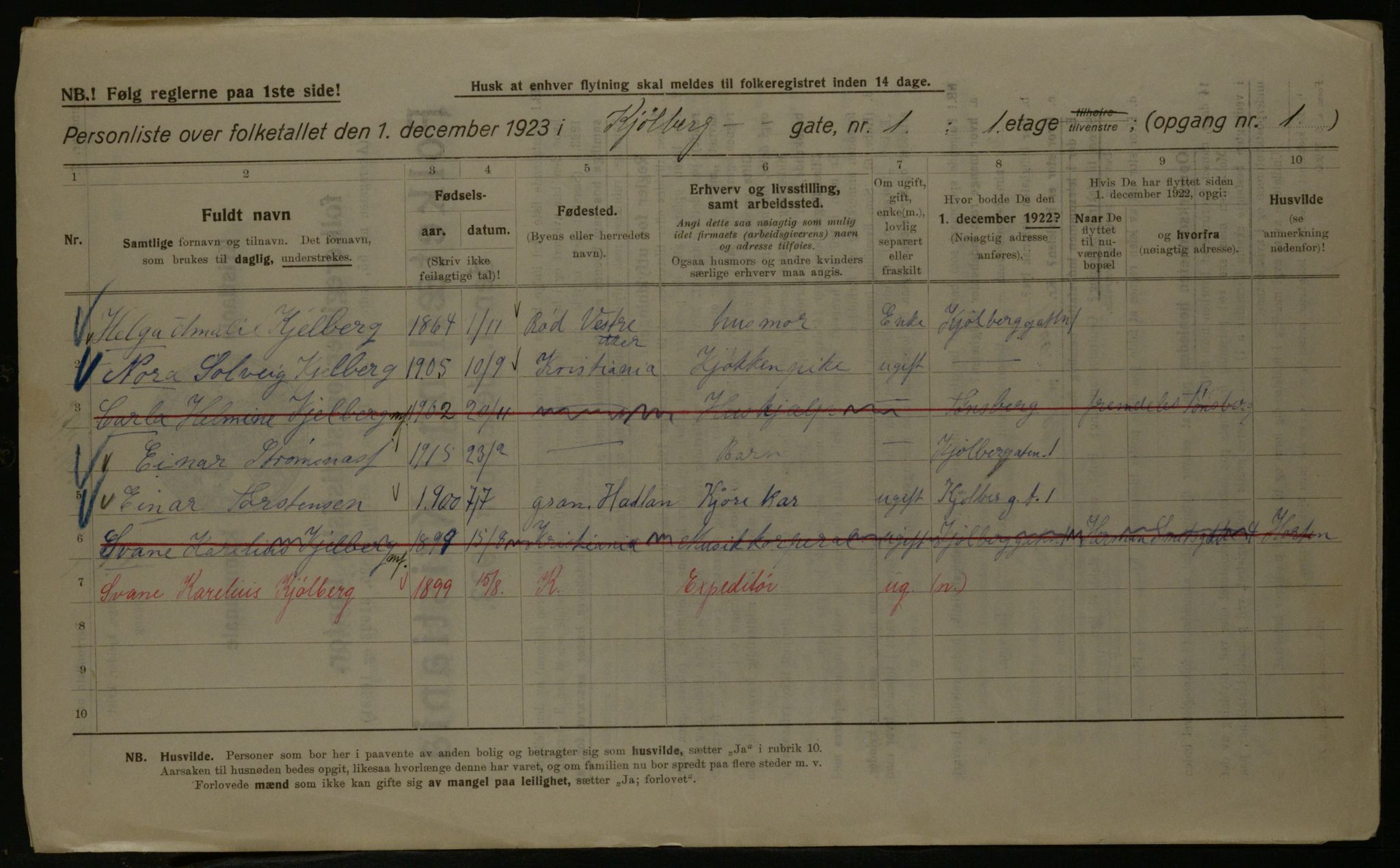 OBA, Kommunal folketelling 1.12.1923 for Kristiania, 1923, s. 57855