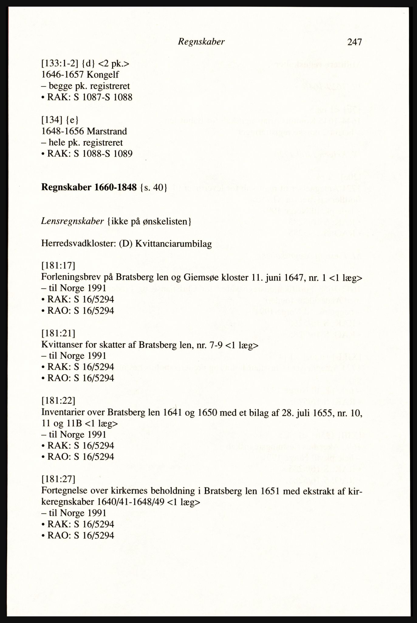Publikasjoner utgitt av Arkivverket, PUBL/PUBL-001/A/0002: Erik Gøbel: NOREG, Tværregistratur over norgesrelevant materiale i Rigsarkivet i København (2000), 2000, s. 249