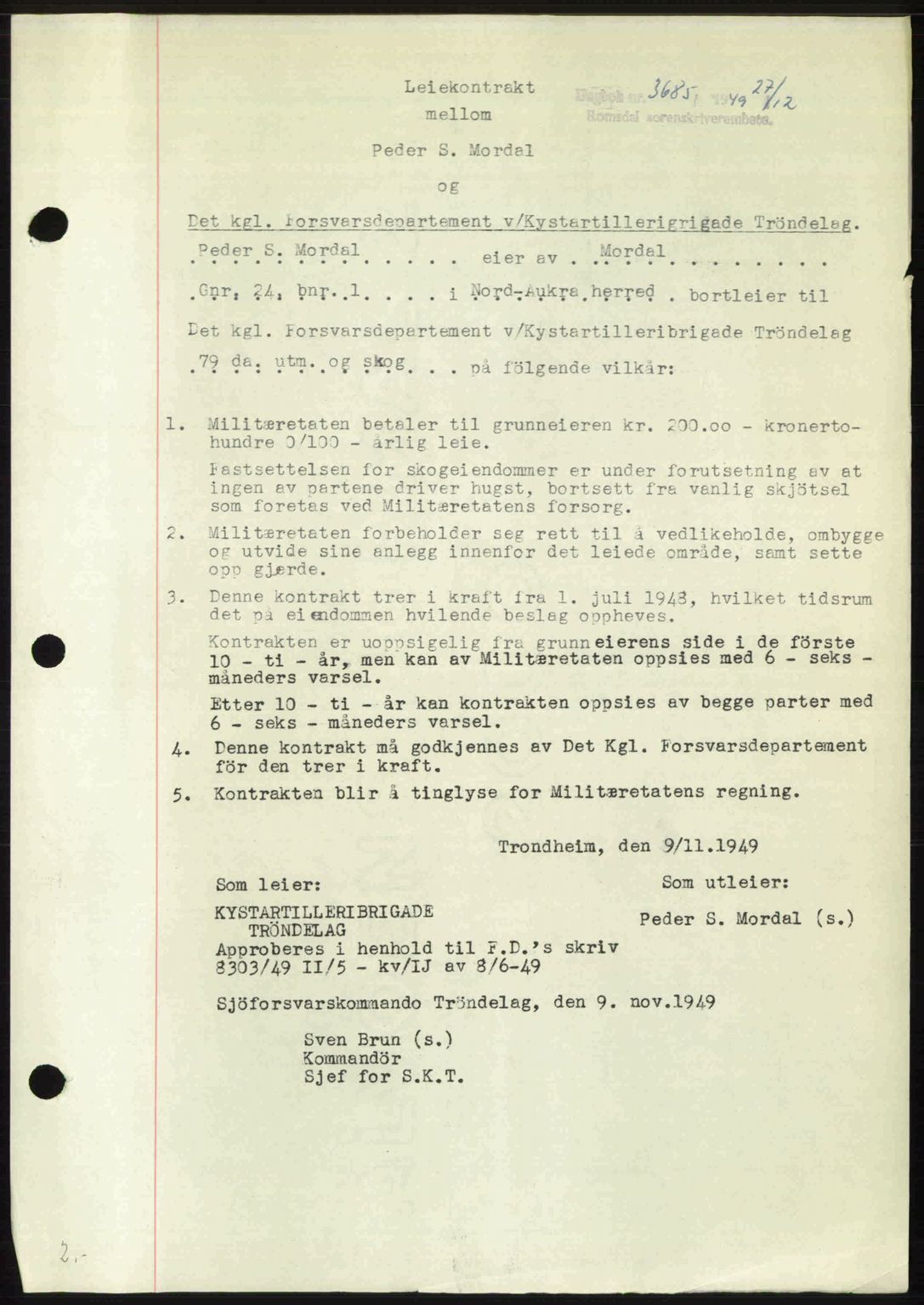 Romsdal sorenskriveri, SAT/A-4149/1/2/2C: Pantebok nr. A31, 1949-1949, Dagboknr: 3685/1949