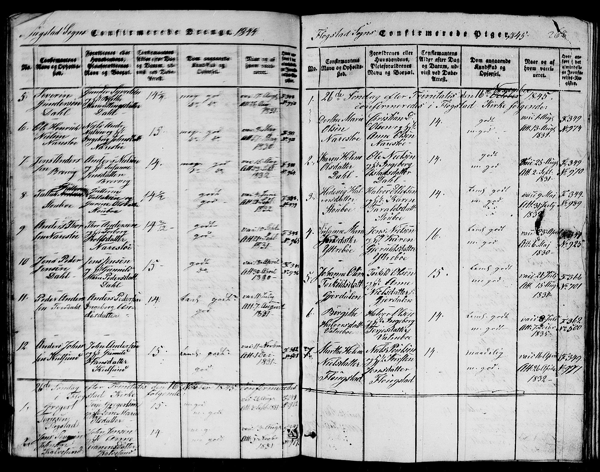 Dypvåg sokneprestkontor, SAK/1111-0007/F/Fb/Fbb/L0001: Klokkerbok nr. B 1, 1816-1850, s. 268
