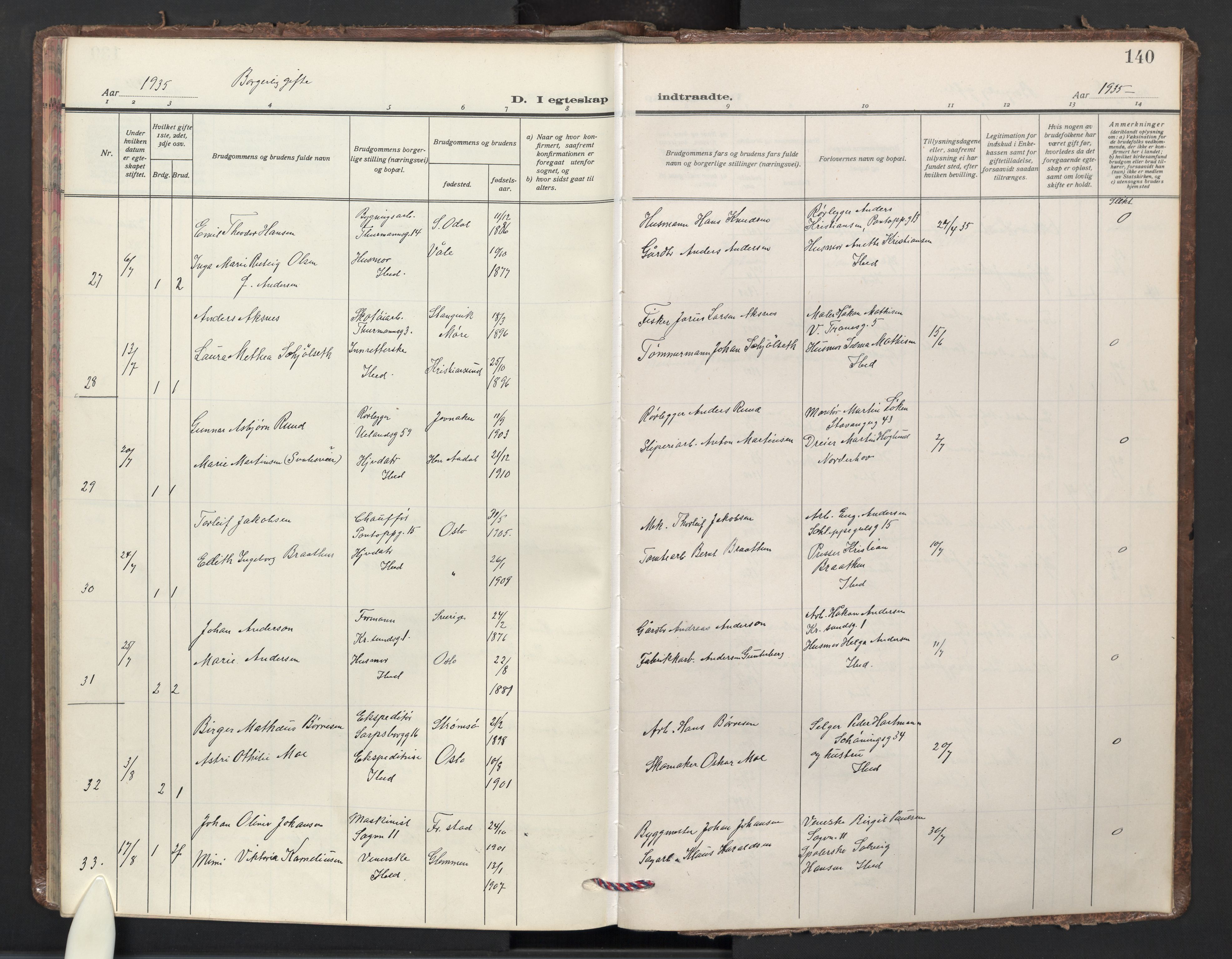 Sagene prestekontor Kirkebøker, AV/SAO-A-10796/F/L0018: Ministerialbok nr. 18, 1935-1940, s. 140