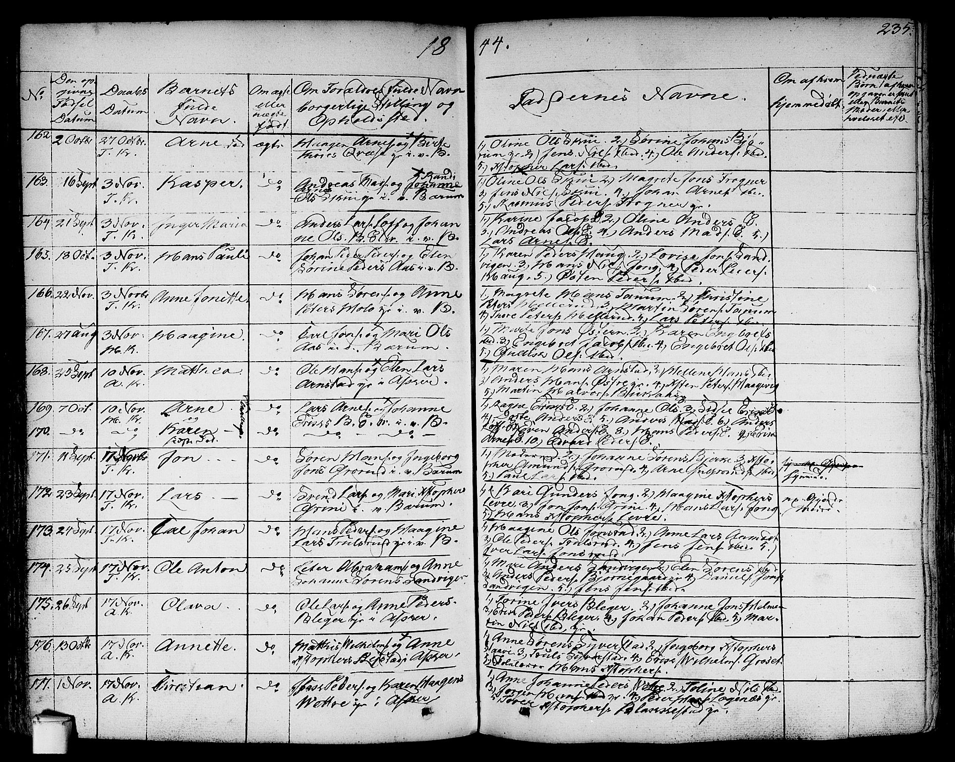 Asker prestekontor Kirkebøker, SAO/A-10256a/F/Fa/L0007: Ministerialbok nr. I 7, 1825-1864, s. 235