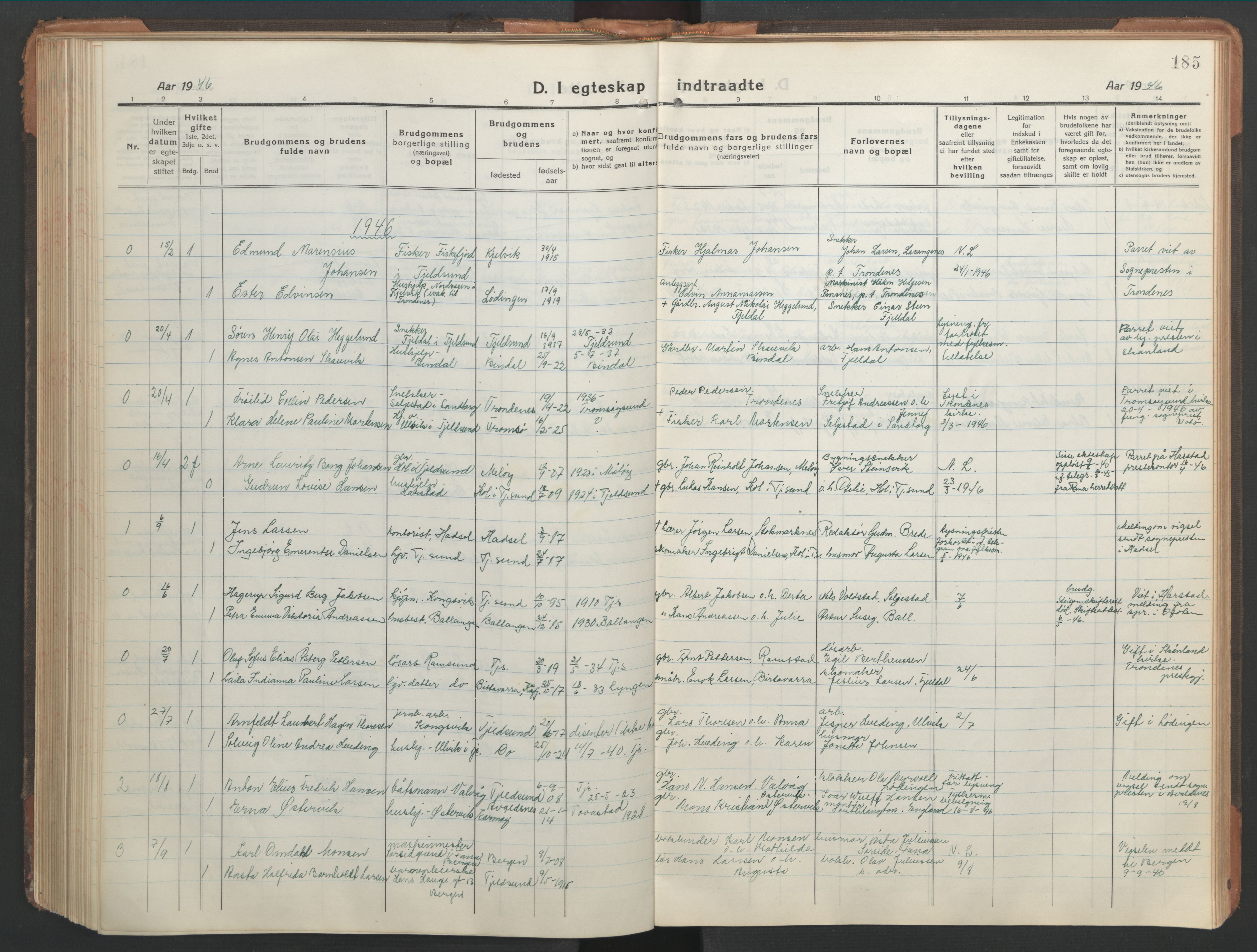 Ministerialprotokoller, klokkerbøker og fødselsregistre - Nordland, AV/SAT-A-1459/865/L0933: Klokkerbok nr. 865C05, 1917-1947, s. 185