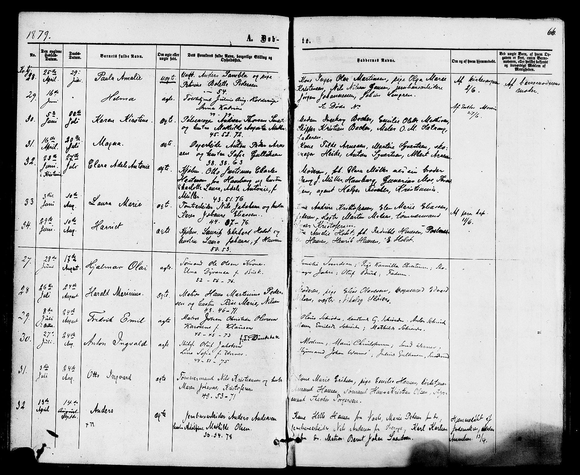 Holmestrand kirkebøker, AV/SAKO-A-346/F/Fa/L0003: Ministerialbok nr. 3, 1867-1879, s. 66