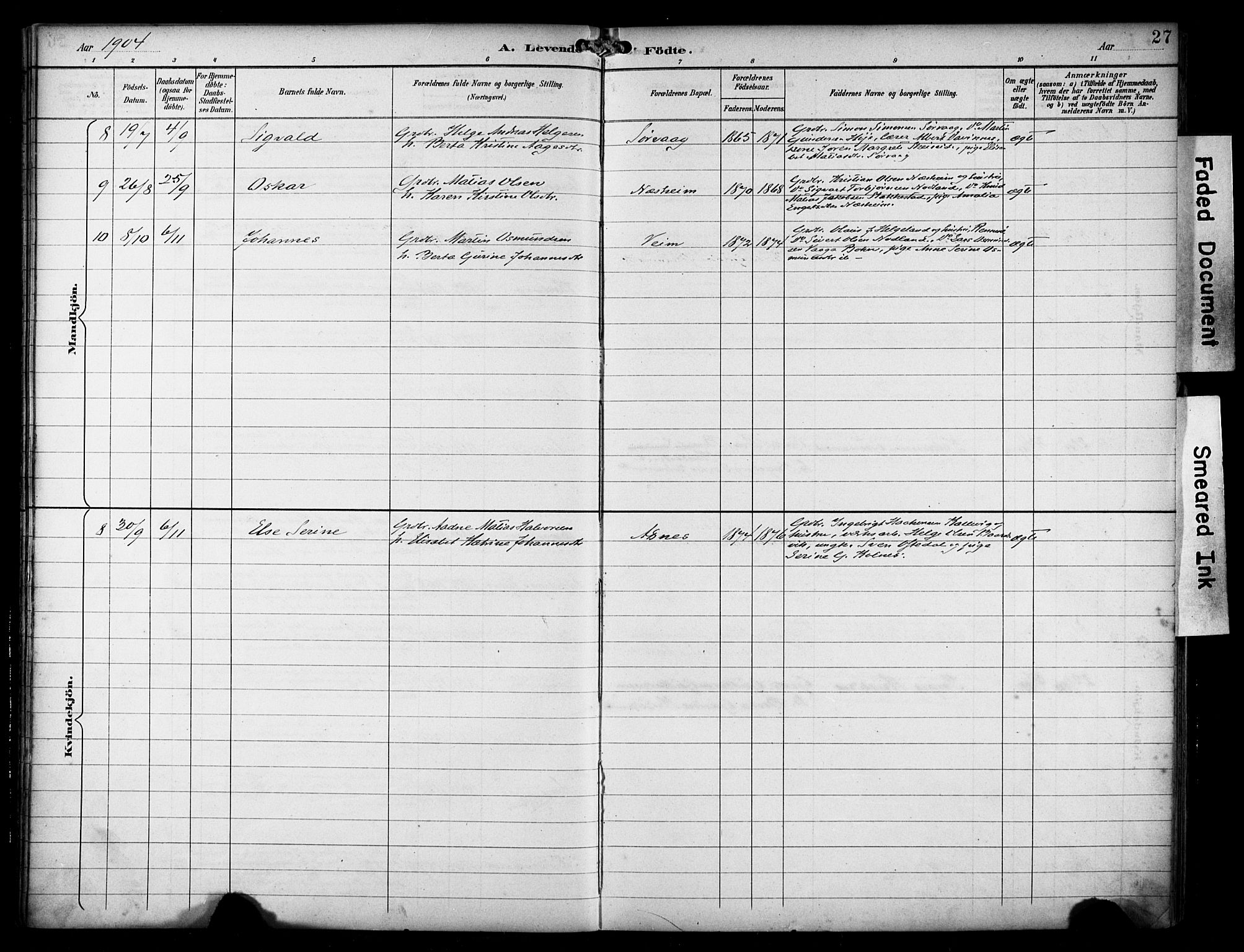 Avaldsnes sokneprestkontor, SAST/A -101851/H/Ha/Haa/L0016: Ministerialbok nr. A 16, 1893-1918, s. 27