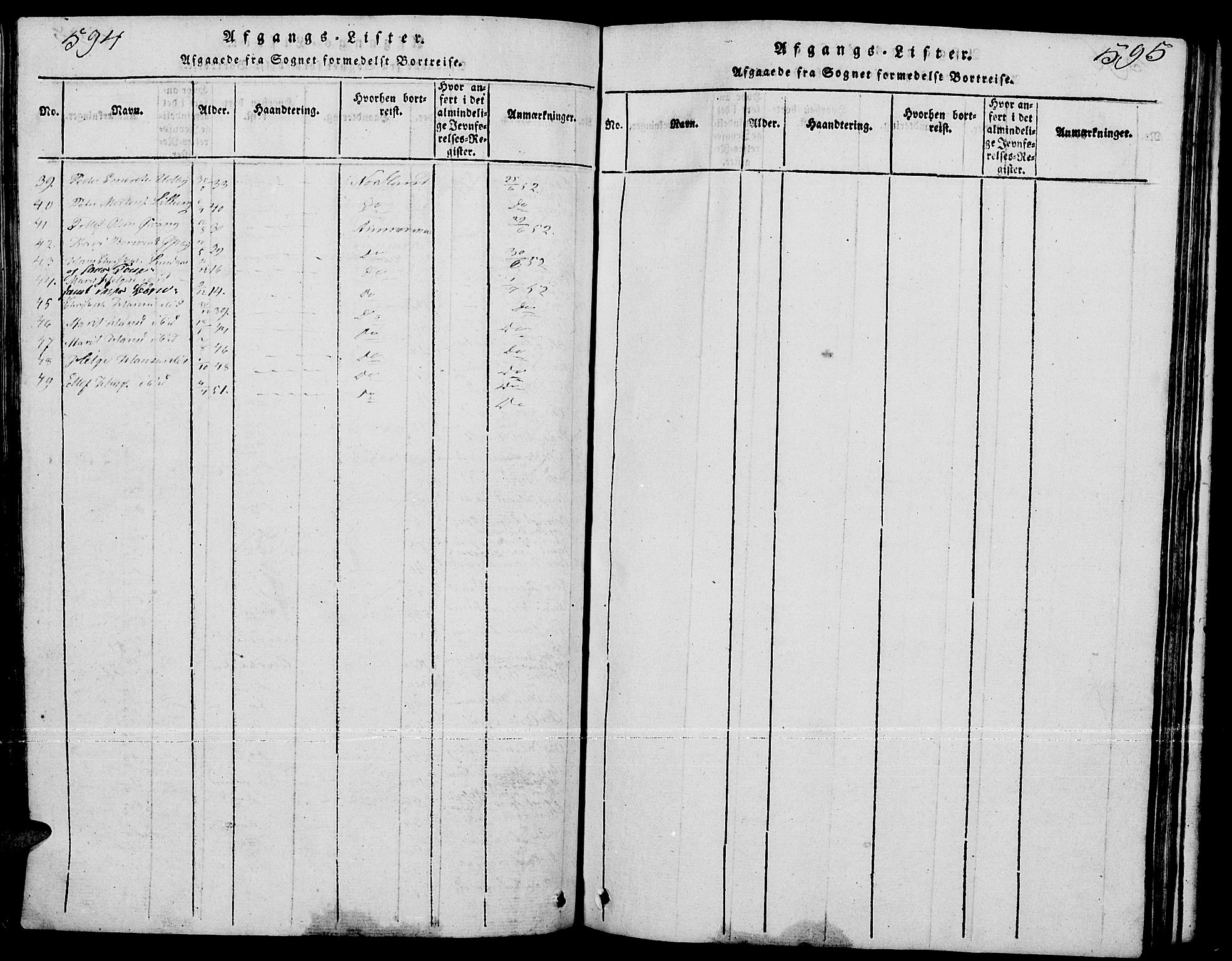 Tynset prestekontor, AV/SAH-PREST-058/H/Ha/Hab/L0001: Klokkerbok nr. 1, 1814-1859, s. 594-595