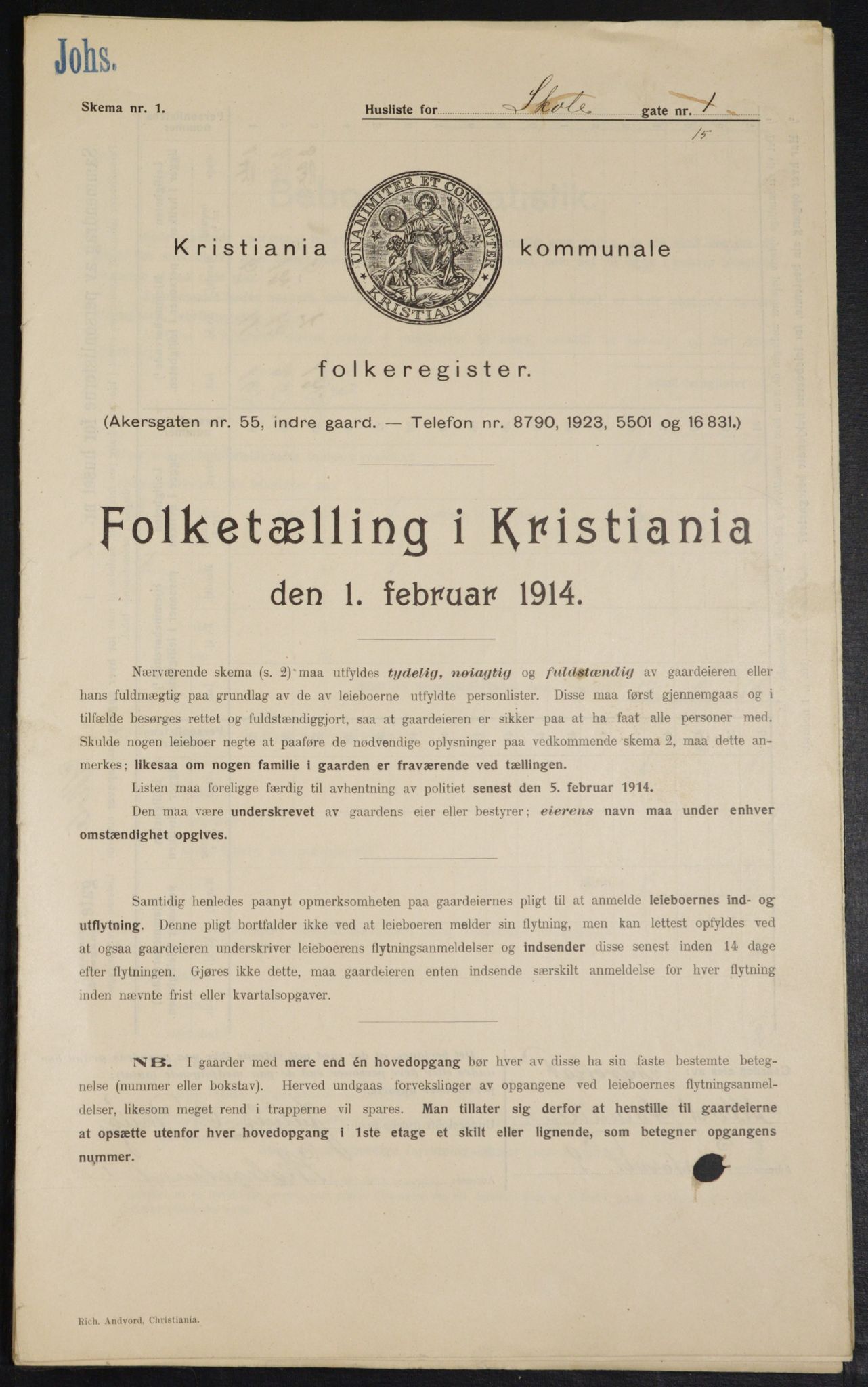 OBA, Kommunal folketelling 1.2.1914 for Kristiania, 1914, s. 96047