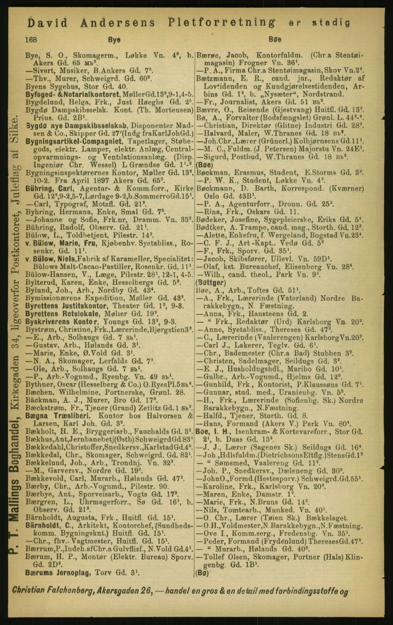 Kristiania/Oslo adressebok, PUBL/-, 1897, s. 168