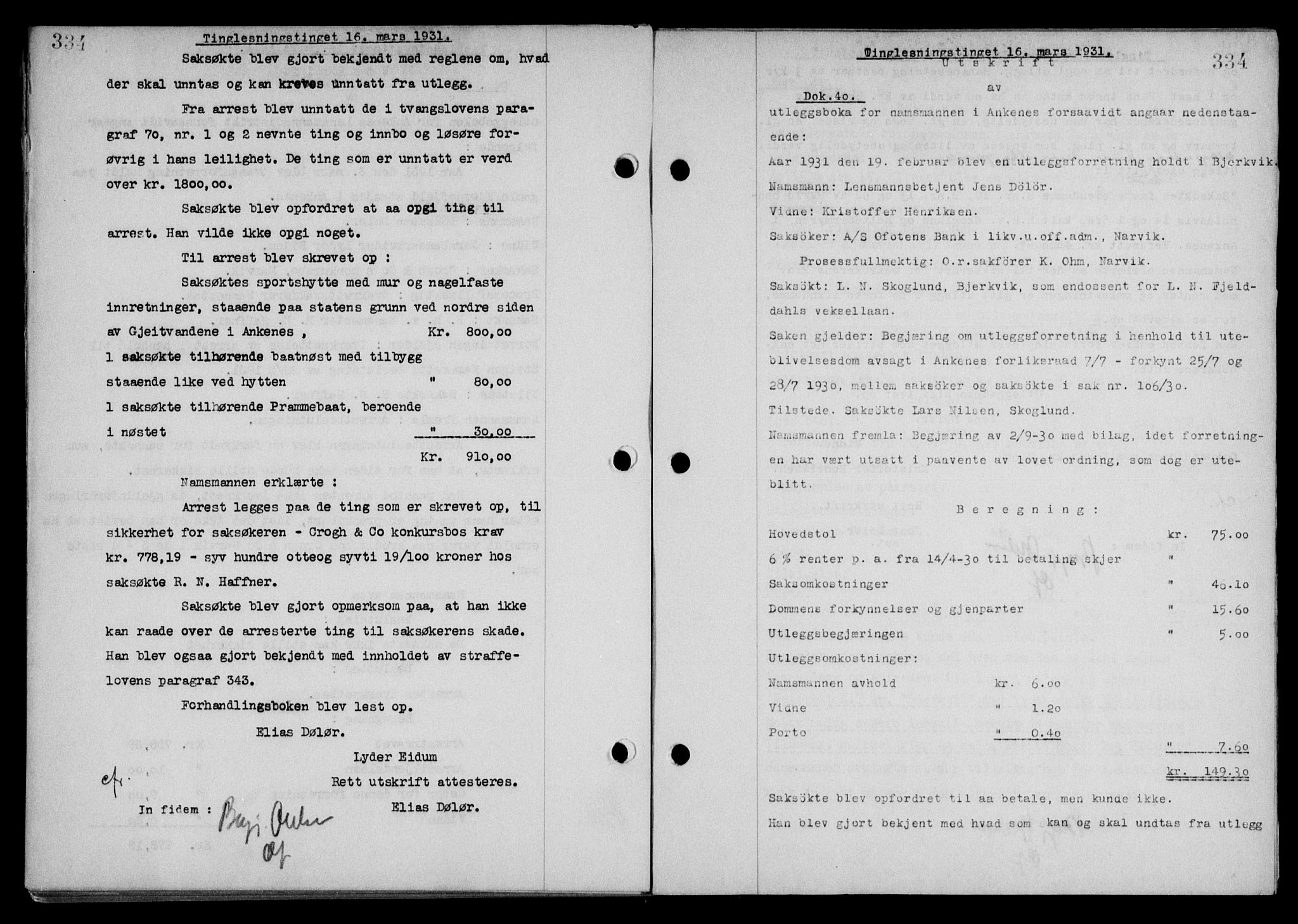 Steigen og Ofoten sorenskriveri, SAT/A-0030/1/2/2C/L0018/0001: Pantebok nr. 20-II og 21, 1930-1931, Tingl.dato: 16.03.1931