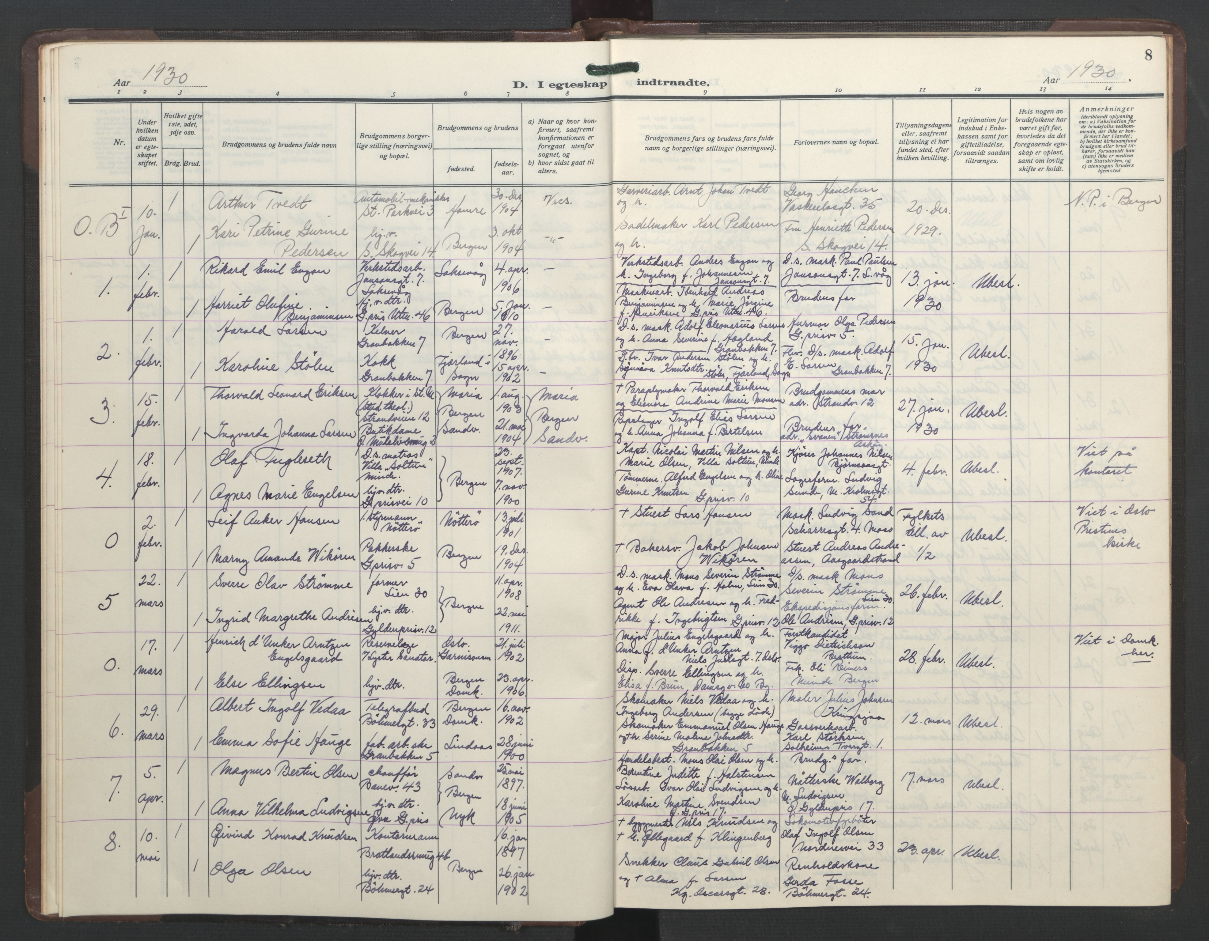 St. Markus sokneprestembete, AV/SAB-A-99935: Klokkerbok nr. C 1, 1928-1947, s. 7b-8a