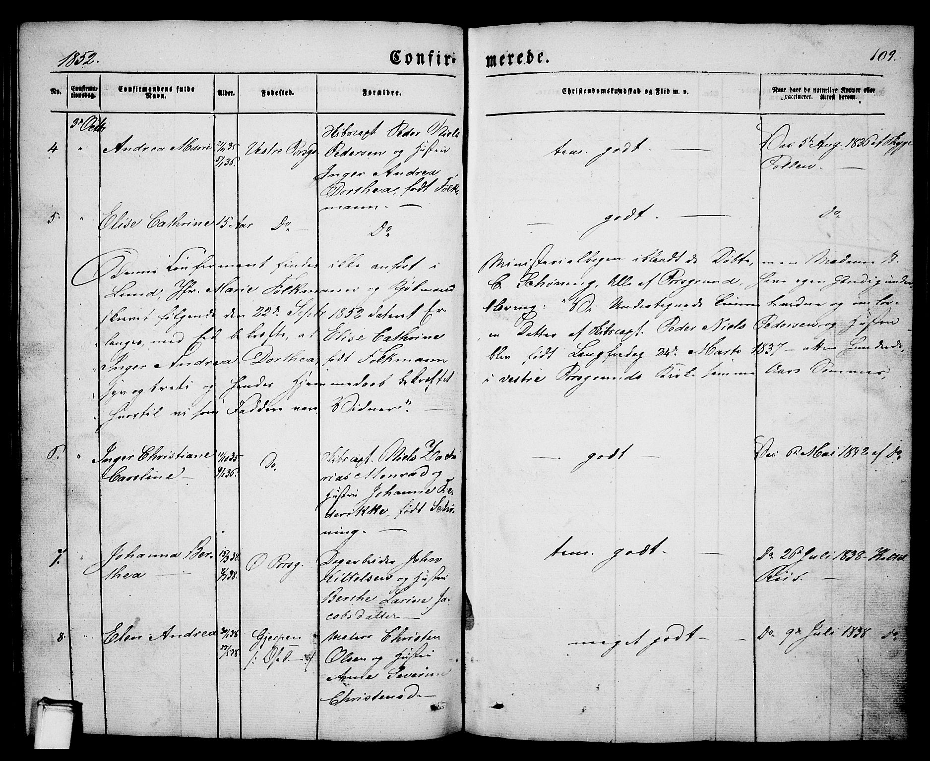 Porsgrunn kirkebøker , AV/SAKO-A-104/G/Ga/L0002: Klokkerbok nr. I 2, 1847-1877, s. 109