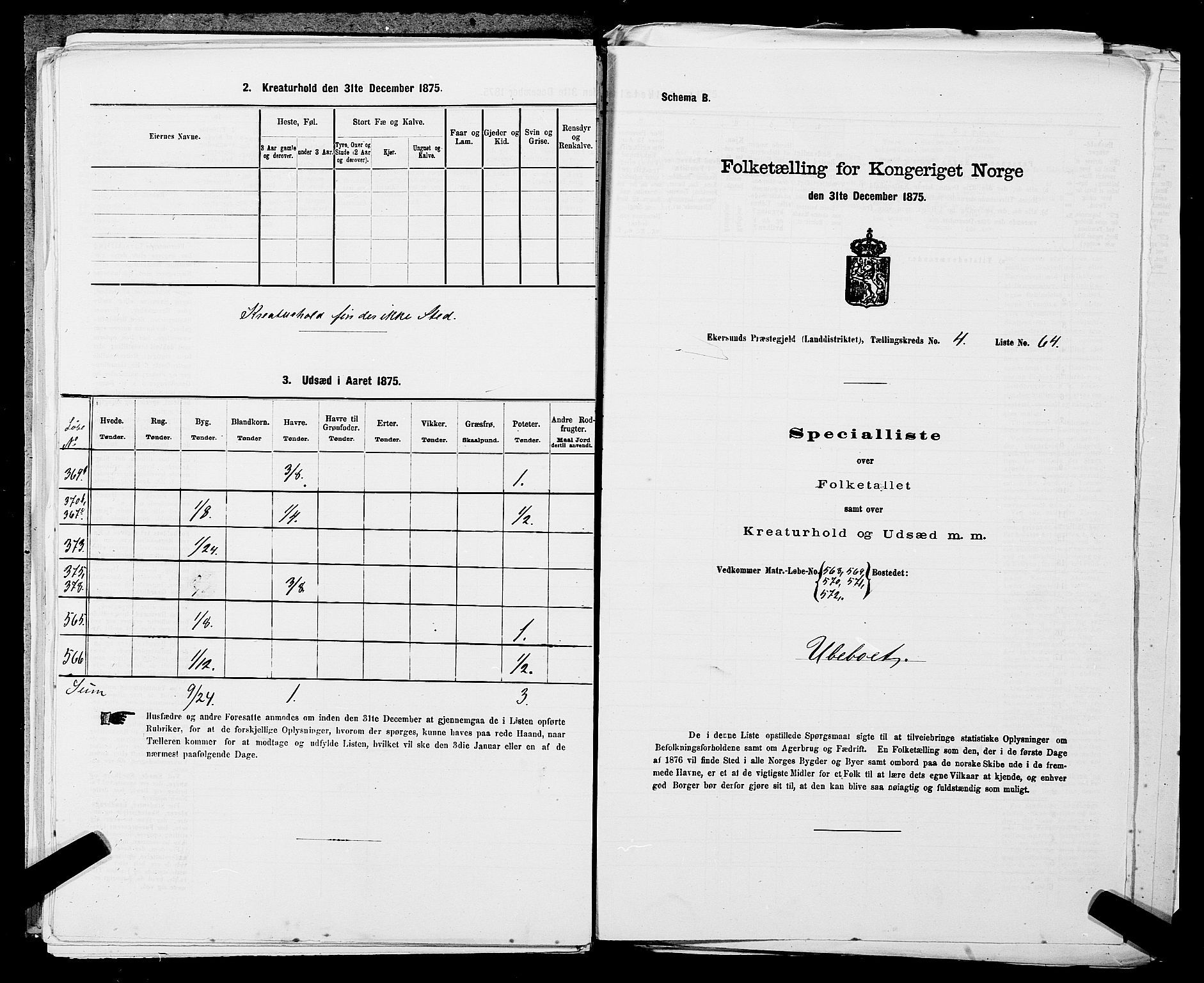 SAST, Folketelling 1875 for 1116L Eigersund prestegjeld, Eigersund landsokn og Ogna sokn, 1875, s. 523