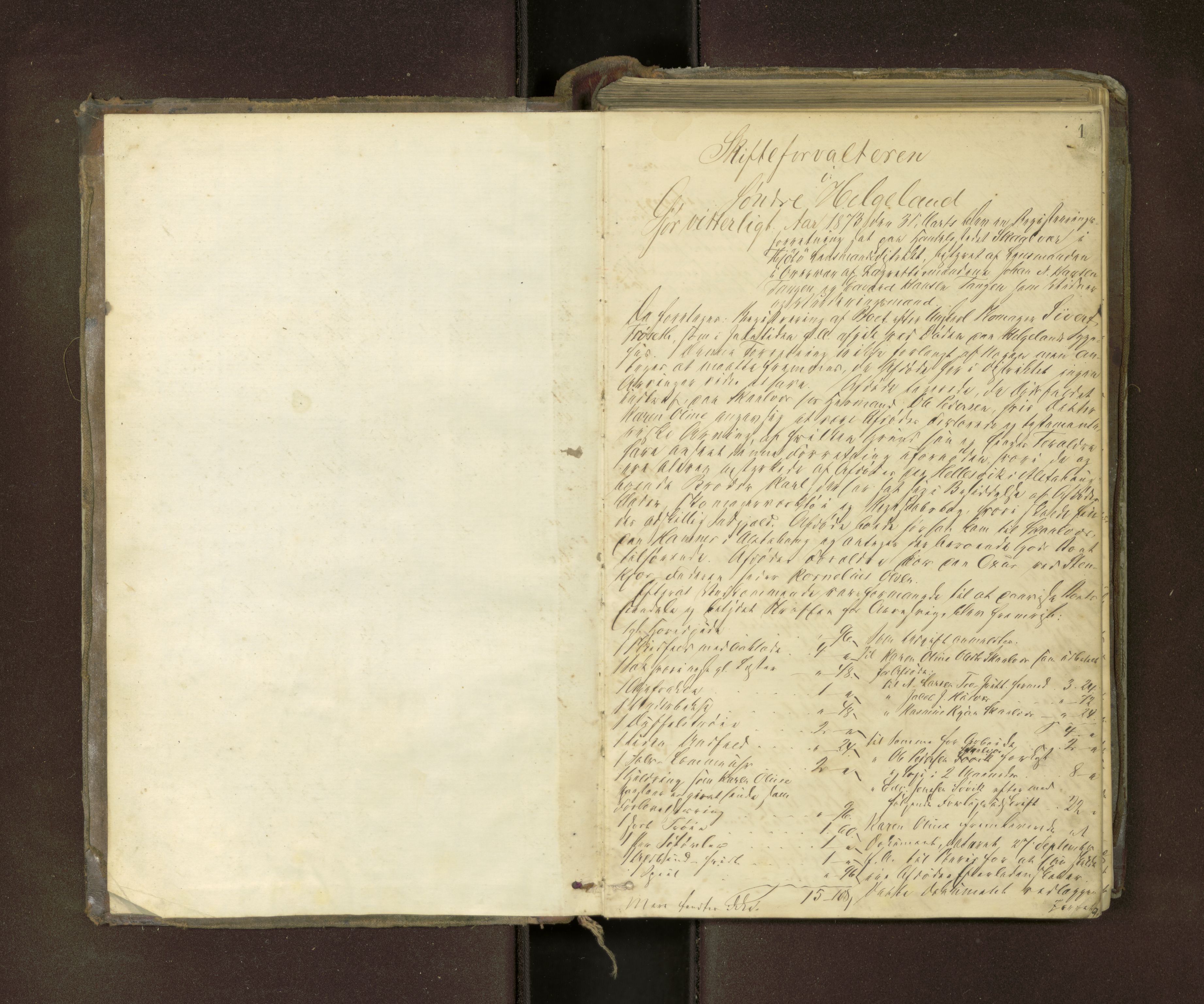 Tjøtta lensmannskontor, AV/SAT-A-5712/1/02/L0004: 2.02.03 - Registreringsprotokoll, merk dødsanmeldelser, 1873-1899, s. 1