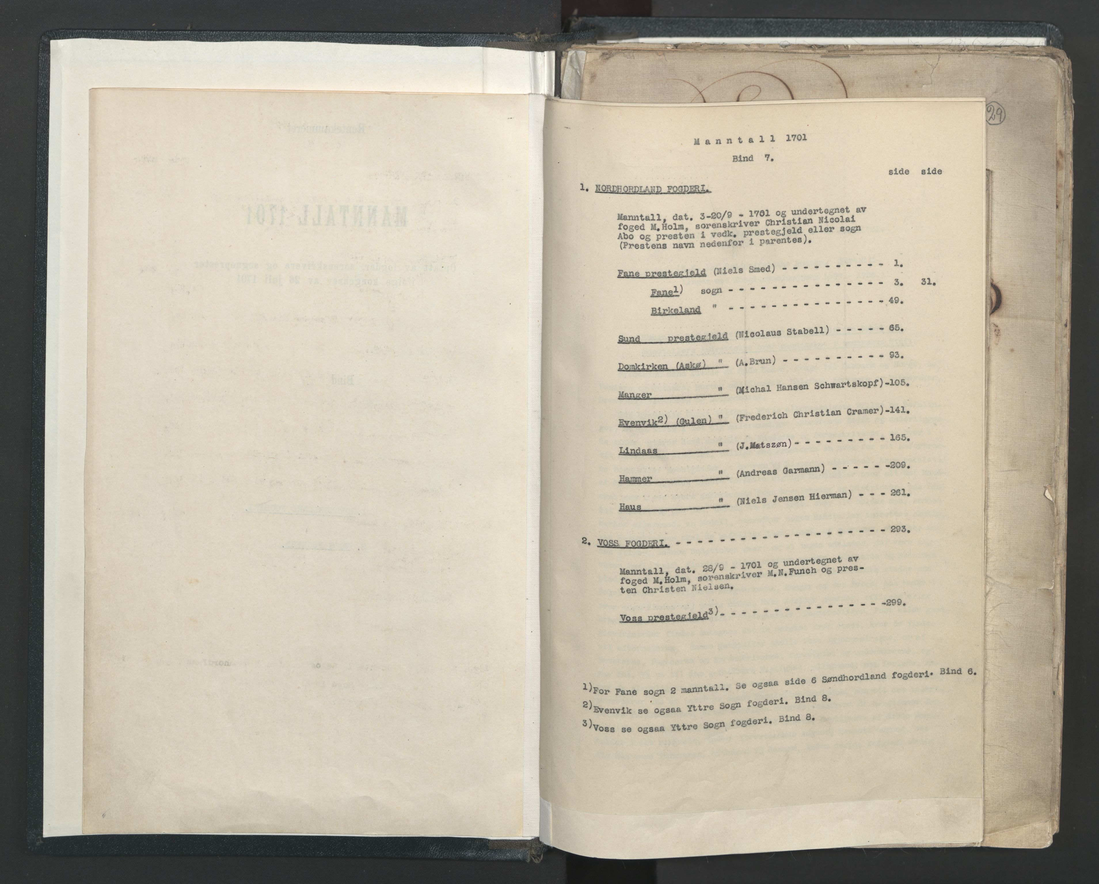 RA, Manntallet 1701, nr. 7: Nordhordland og Voss fogderi, 1701