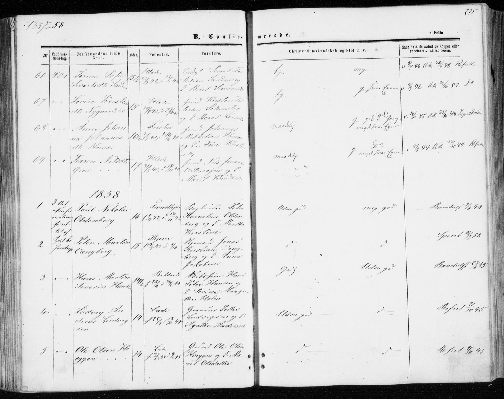 Ministerialprotokoller, klokkerbøker og fødselsregistre - Sør-Trøndelag, SAT/A-1456/606/L0292: Ministerialbok nr. 606A07, 1856-1865, s. 225