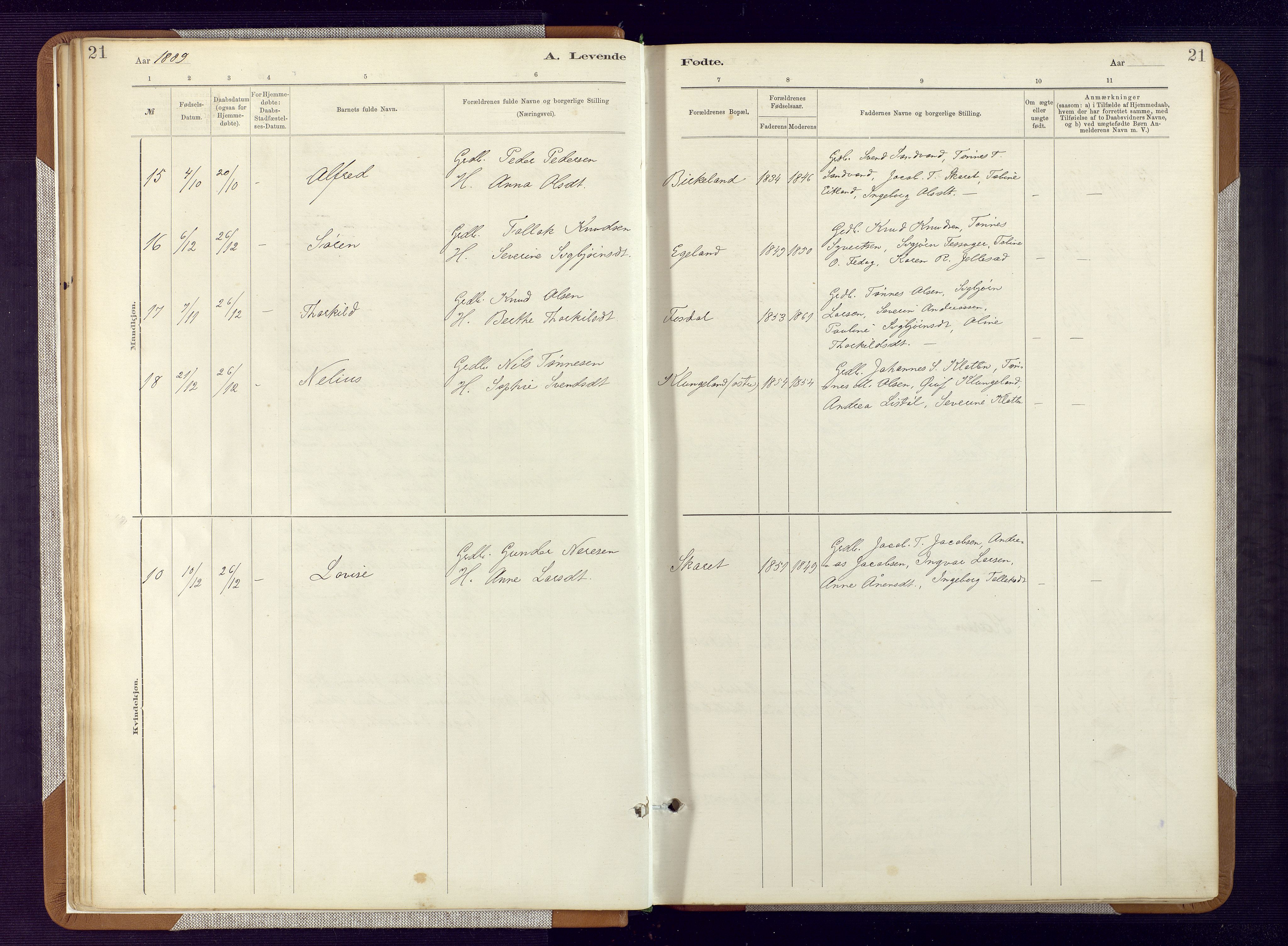Bakke sokneprestkontor, SAK/1111-0002/F/Fa/Fab/L0003: Ministerialbok nr. A 3, 1884-1921, s. 21