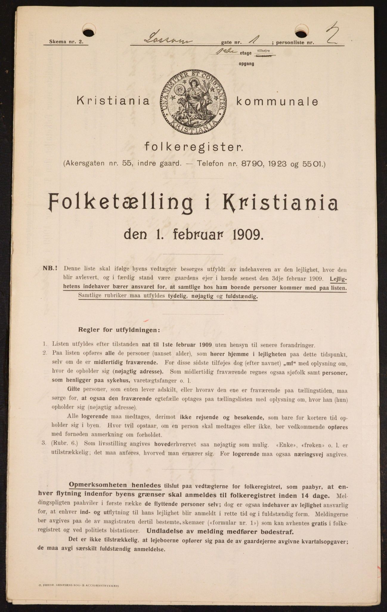 OBA, Kommunal folketelling 1.2.1909 for Kristiania kjøpstad, 1909, s. 52209