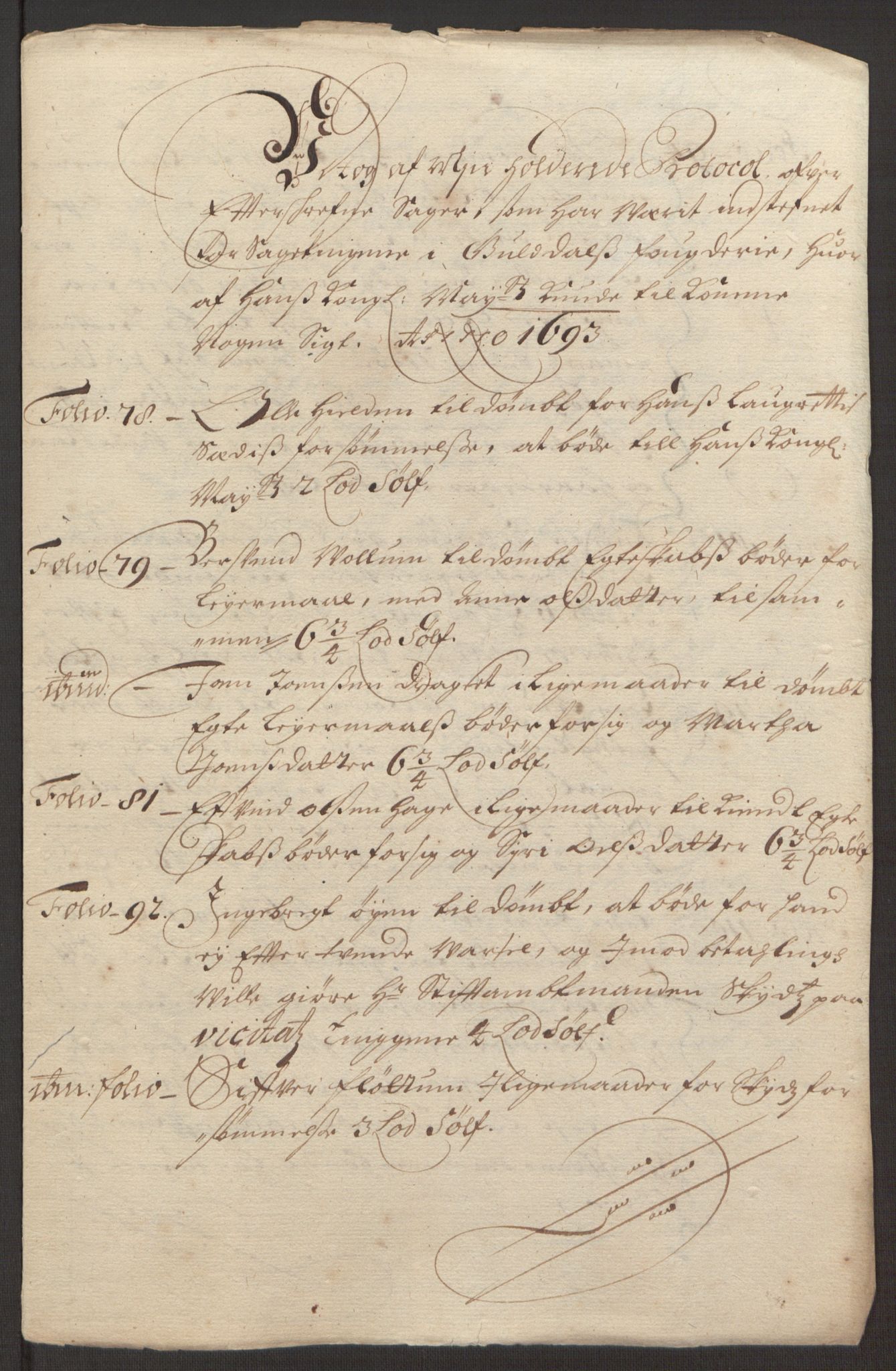 Rentekammeret inntil 1814, Reviderte regnskaper, Fogderegnskap, AV/RA-EA-4092/R59/L3943: Fogderegnskap Gauldal, 1693, s. 145