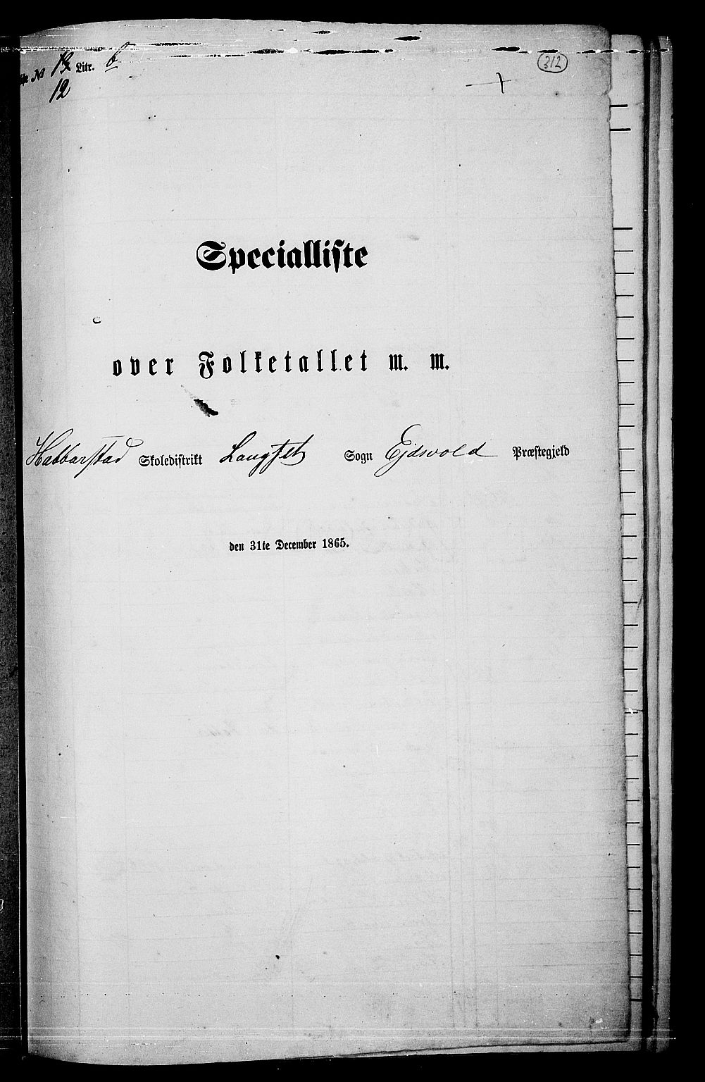 RA, Folketelling 1865 for 0237P Eidsvoll prestegjeld, 1865, s. 278