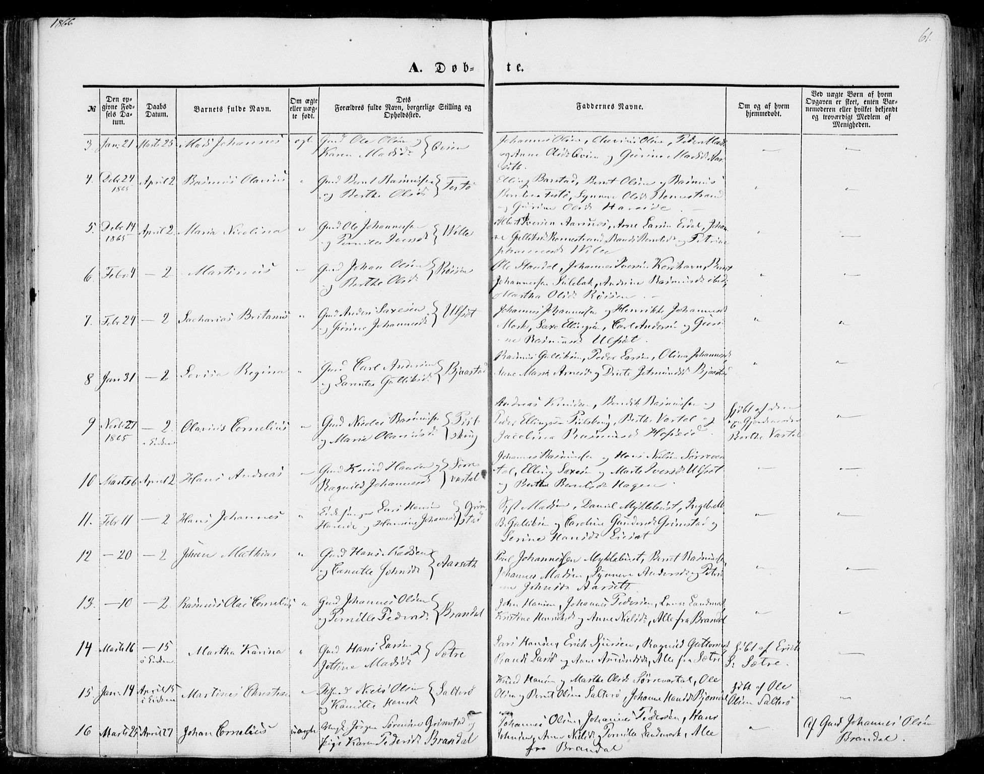 Ministerialprotokoller, klokkerbøker og fødselsregistre - Møre og Romsdal, SAT/A-1454/510/L0121: Ministerialbok nr. 510A01, 1848-1877, s. 61