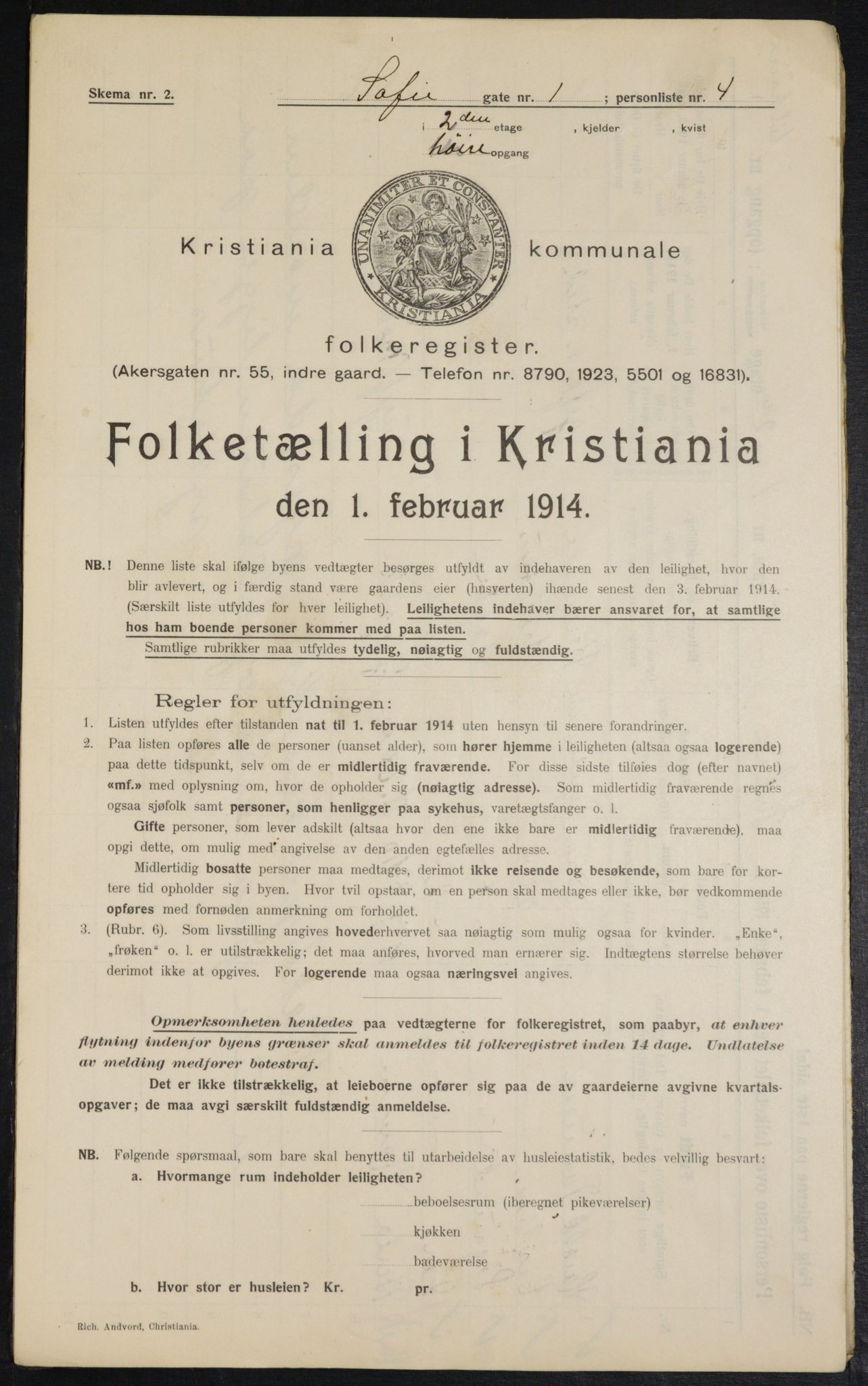 OBA, Kommunal folketelling 1.2.1914 for Kristiania, 1914, s. 98572