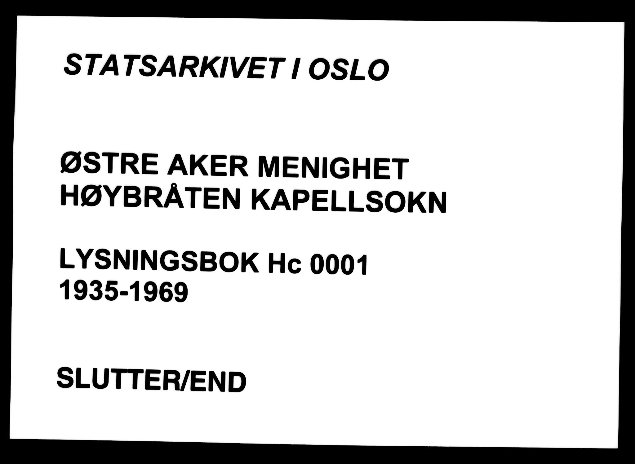 Østre Aker prestekontor Kirkebøker, SAO/A-10840/H/Hc/L0001: Lysningsprotokoll nr. III 1, 1935-1969