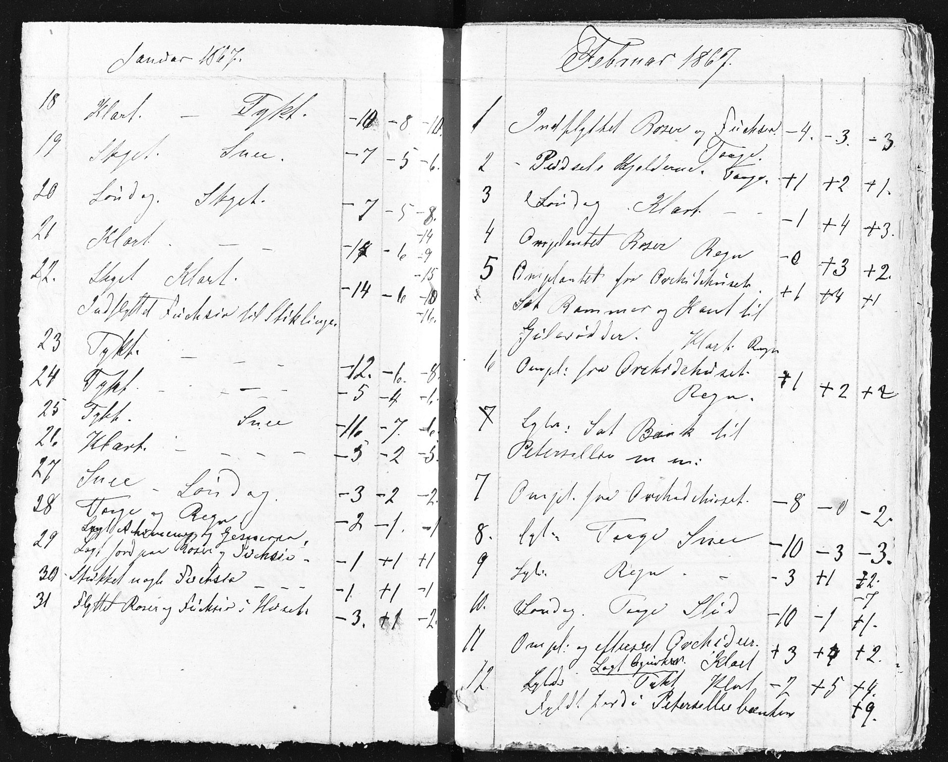 Familien Aalls privatarkiv , NESJ/NJM-005/E-00003/L0001/0003/0007: Dag- og notatbøker / Dølner dagbokpakke 001, 1867-1868