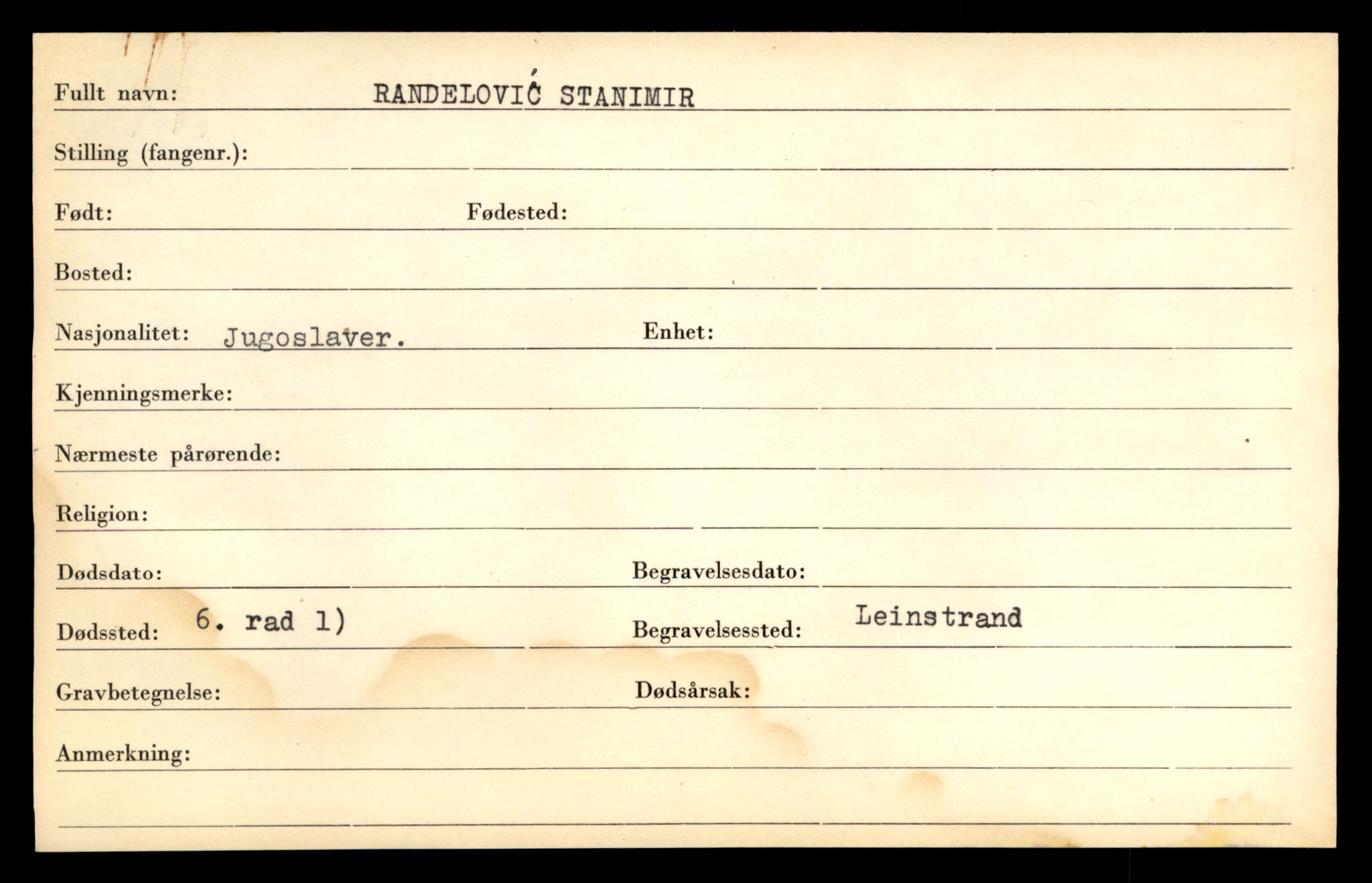 Distriktskontoret for krigsgraver, AV/SAT-A-5030/E/L0005: Kasett/kartotek over falne Britiske og tyske solater, samt andre nasjoners krigsgraver, 1945, s. 1903