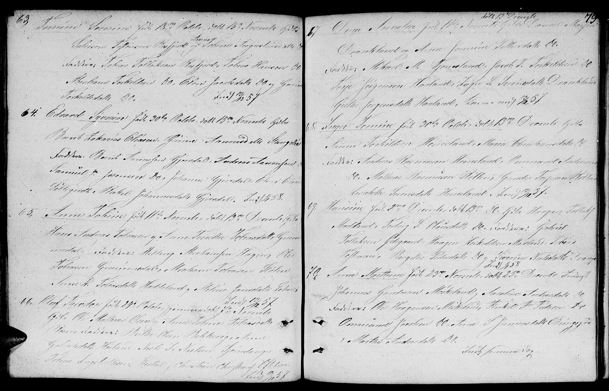 Lyngdal sokneprestkontor, AV/SAK-1111-0029/F/Fb/Fbc/L0002: Klokkerbok nr. B 2, 1849-1864, s. 79