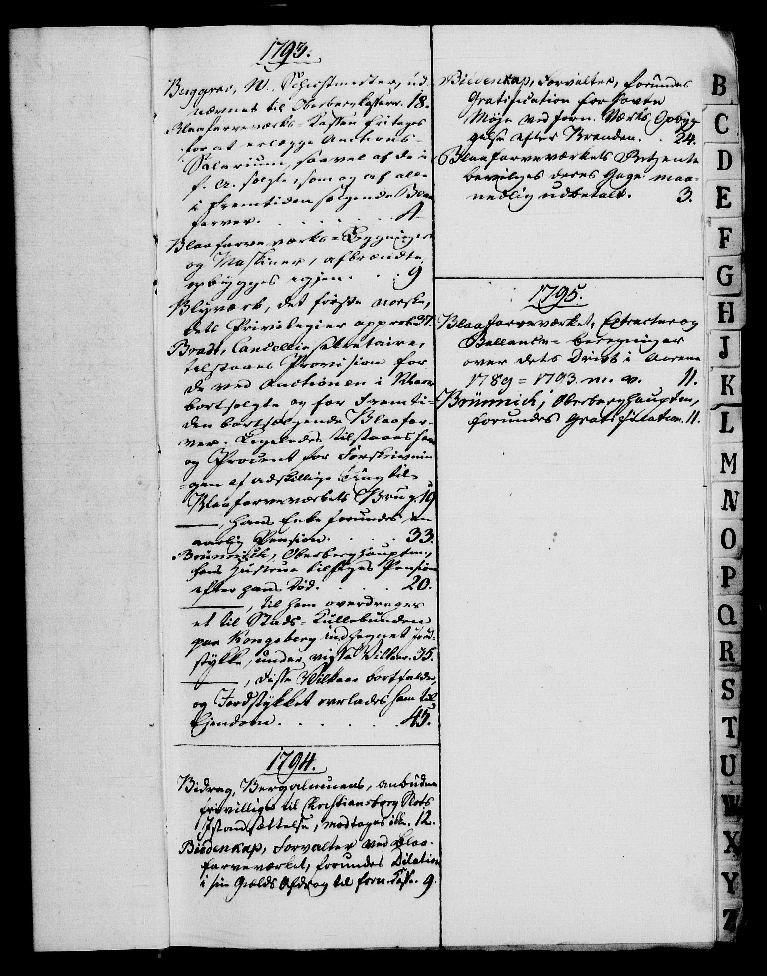 Rentekammeret, Renteskriverkontorene, AV/RA-EA-3115/M/Mf/Mfb/L0002: Relasjons- og resolusjonsprotokoll med register (merket RK 54.8), 1793-1795