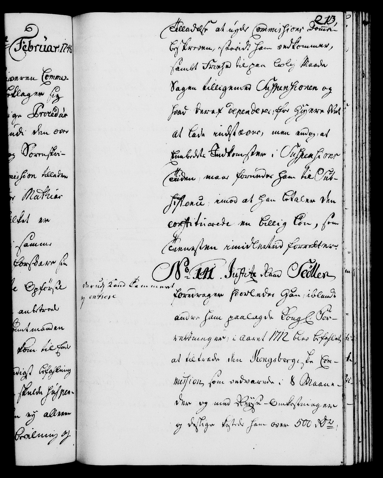 Rentekammeret, Kammerkanselliet, AV/RA-EA-3111/G/Gh/Gha/L0027: Norsk ekstraktmemorialprotokoll (merket RK 53.72), 1745-1746, s. 213