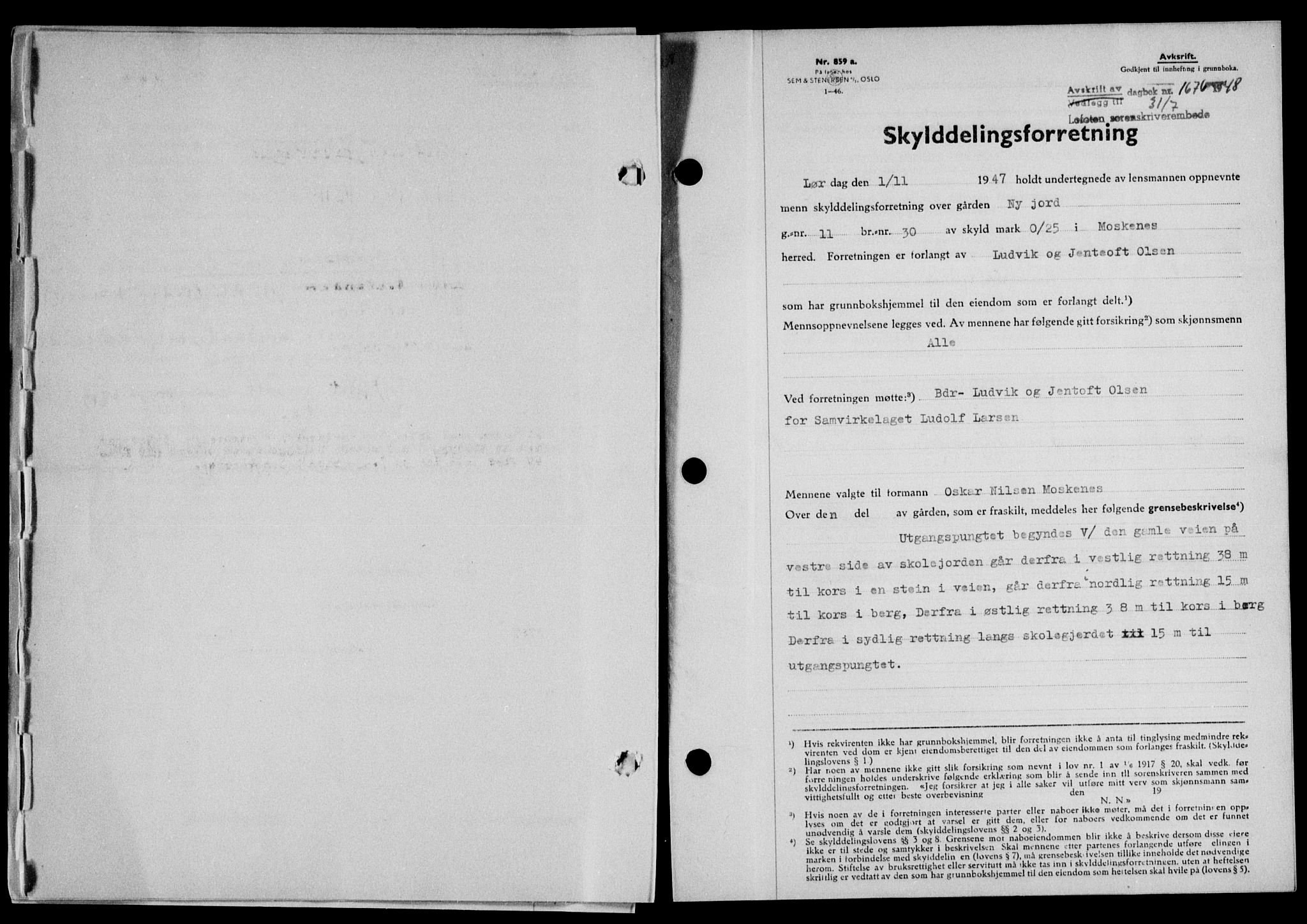 Lofoten sorenskriveri, SAT/A-0017/1/2/2C/L0018a: Pantebok nr. 18a, 1948-1948, Dagboknr: 1676/1948
