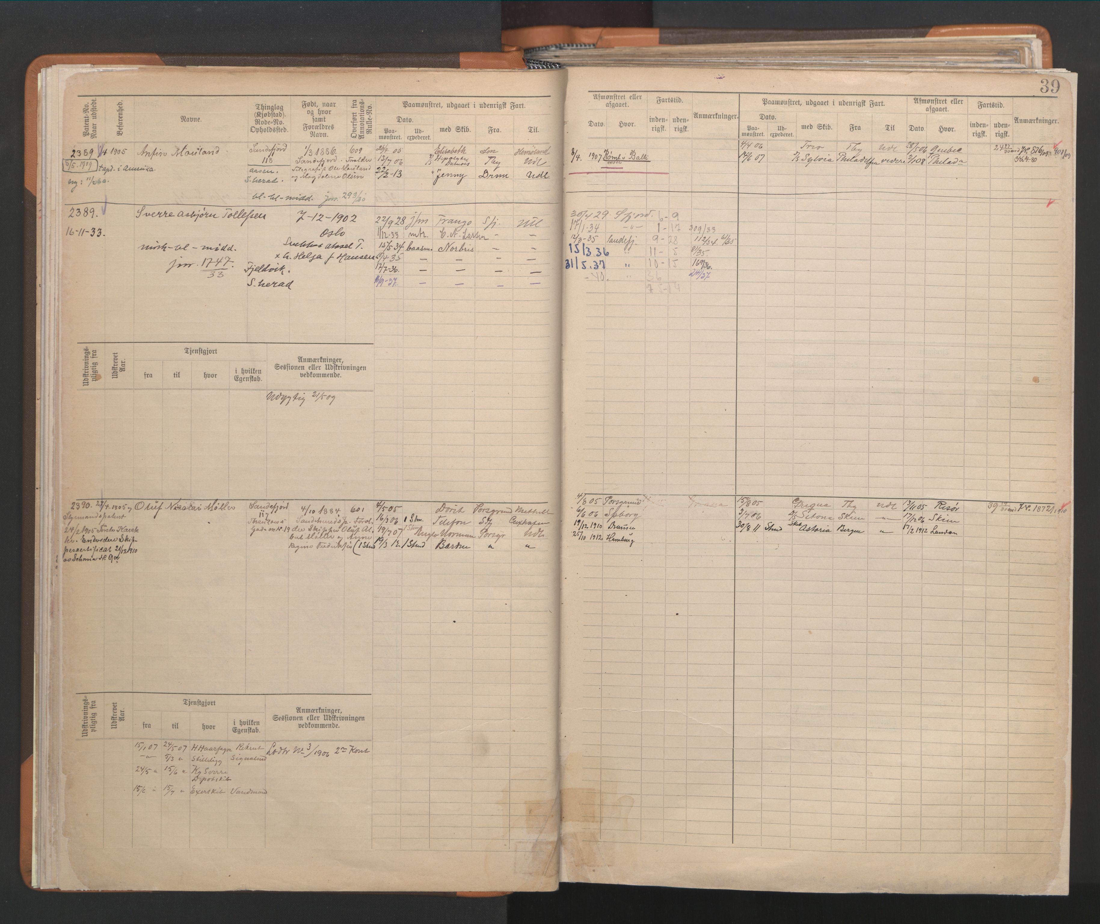 Sandefjord innrulleringskontor, AV/SAKO-A-788/F/Fb/L0009: Hovedrulle, 1897, s. 39