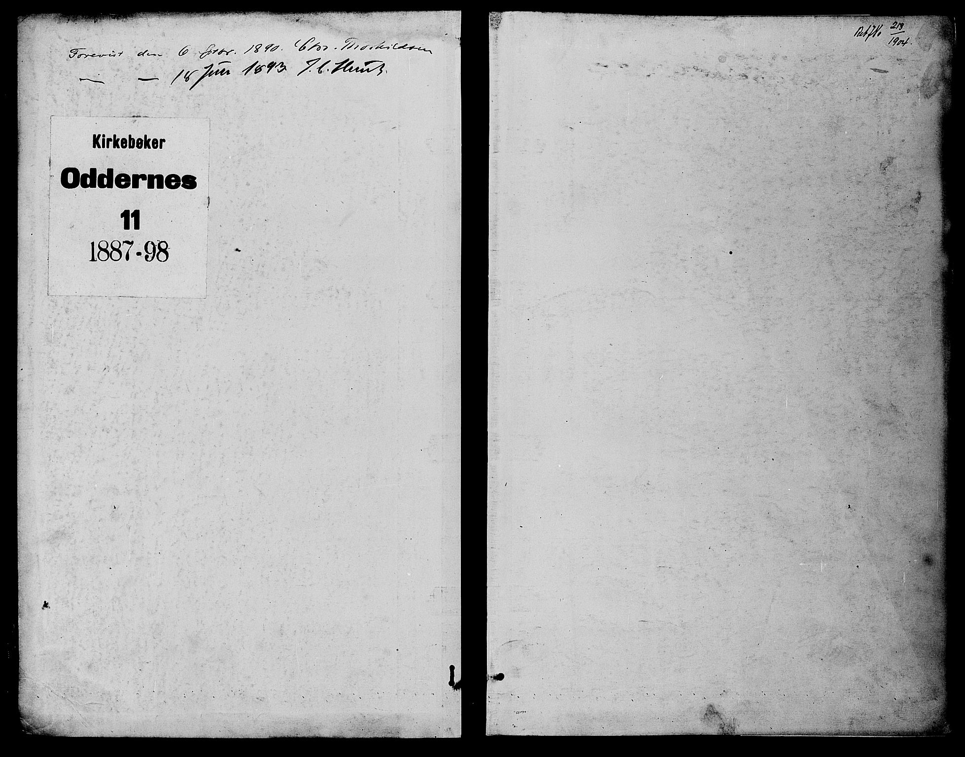 Oddernes sokneprestkontor, SAK/1111-0033/F/Fb/Fba/L0008: Klokkerbok nr. B 8, 1887-1898