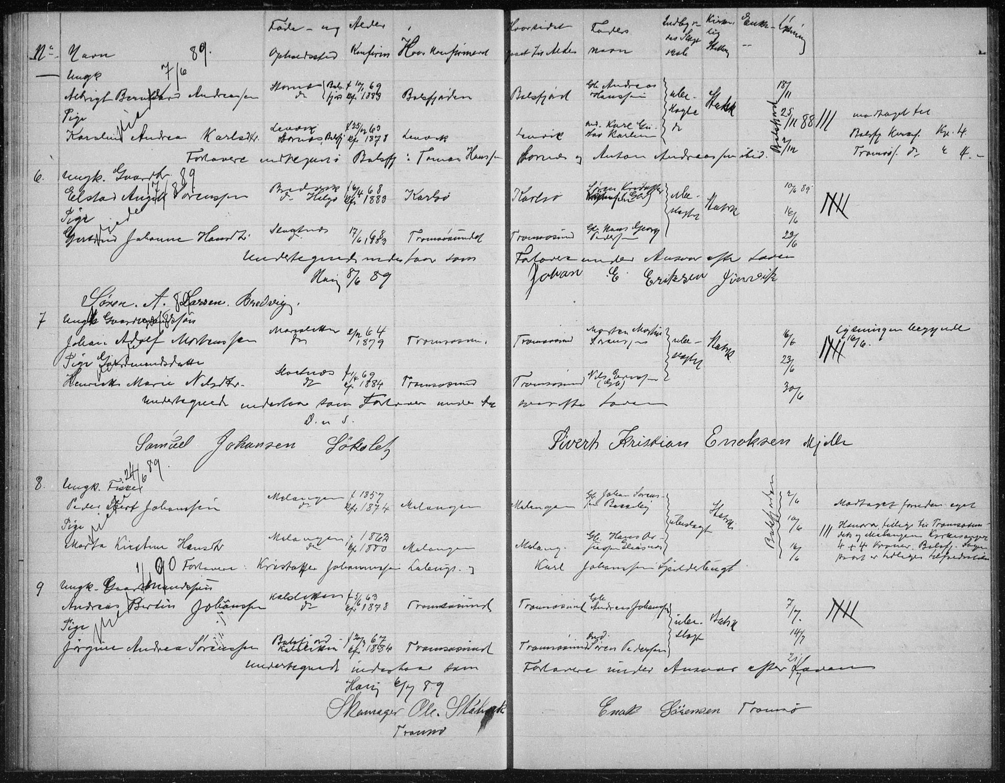 Tromsøysund sokneprestkontor, AV/SATØ-S-1304/H/Hc/L0057: Lysningsprotokoll nr. 57, 1887-1894