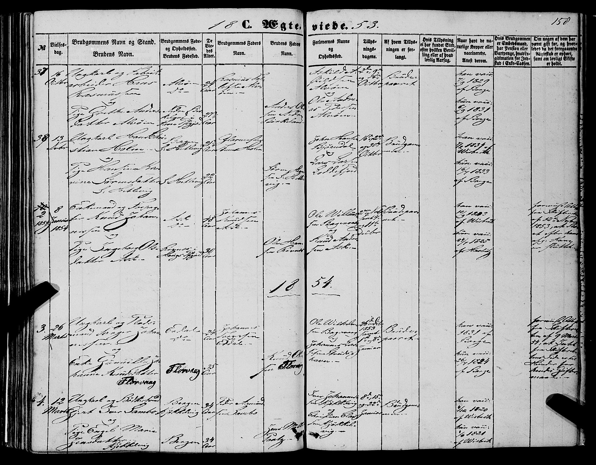 Askøy Sokneprestembete, AV/SAB-A-74101/H/Ha/Haa/Haaa/L0008: Ministerialbok nr. A 8, 1852-1862, s. 158