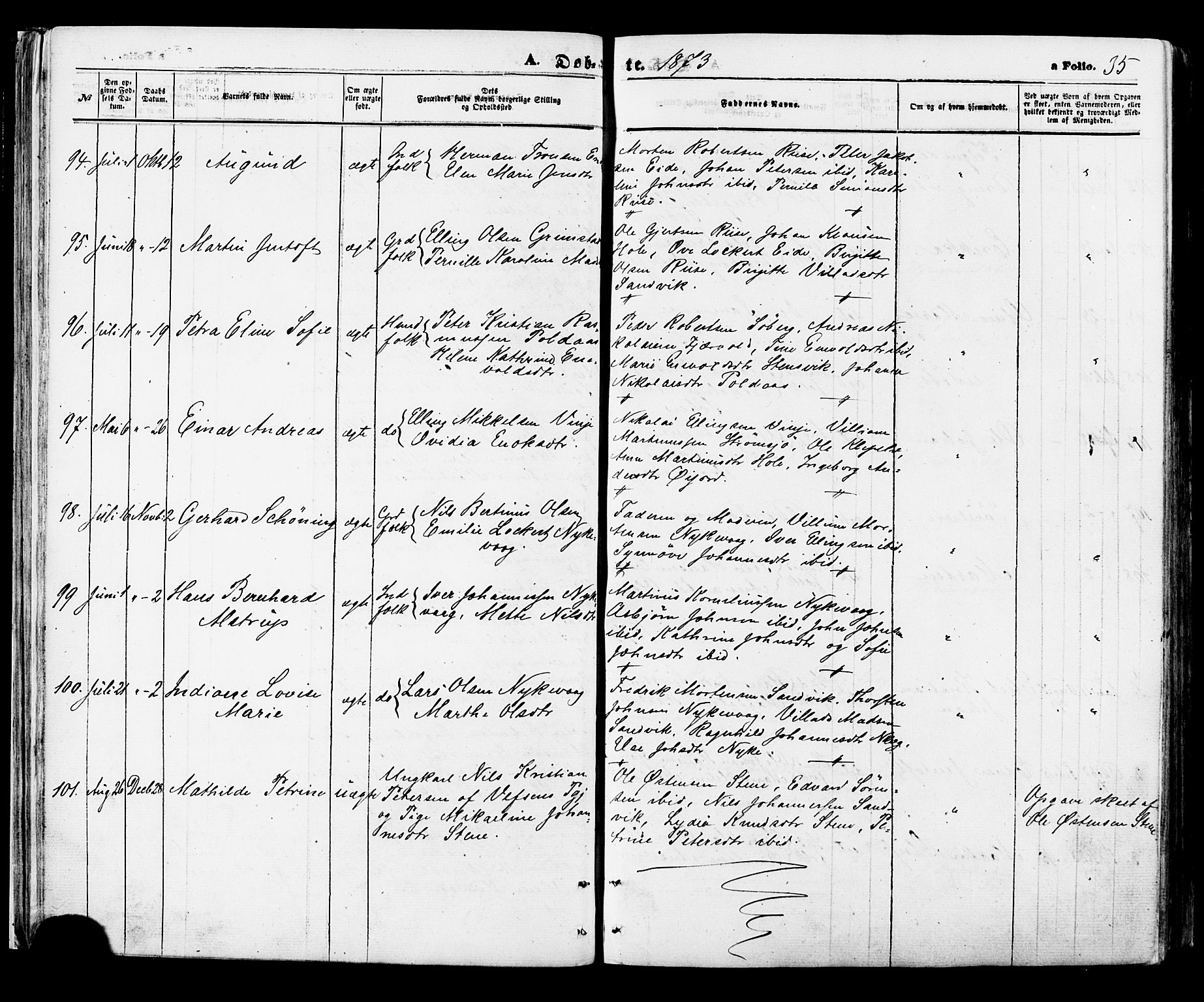 Ministerialprotokoller, klokkerbøker og fødselsregistre - Nordland, AV/SAT-A-1459/891/L1301: Ministerialbok nr. 891A06, 1870-1878, s. 35