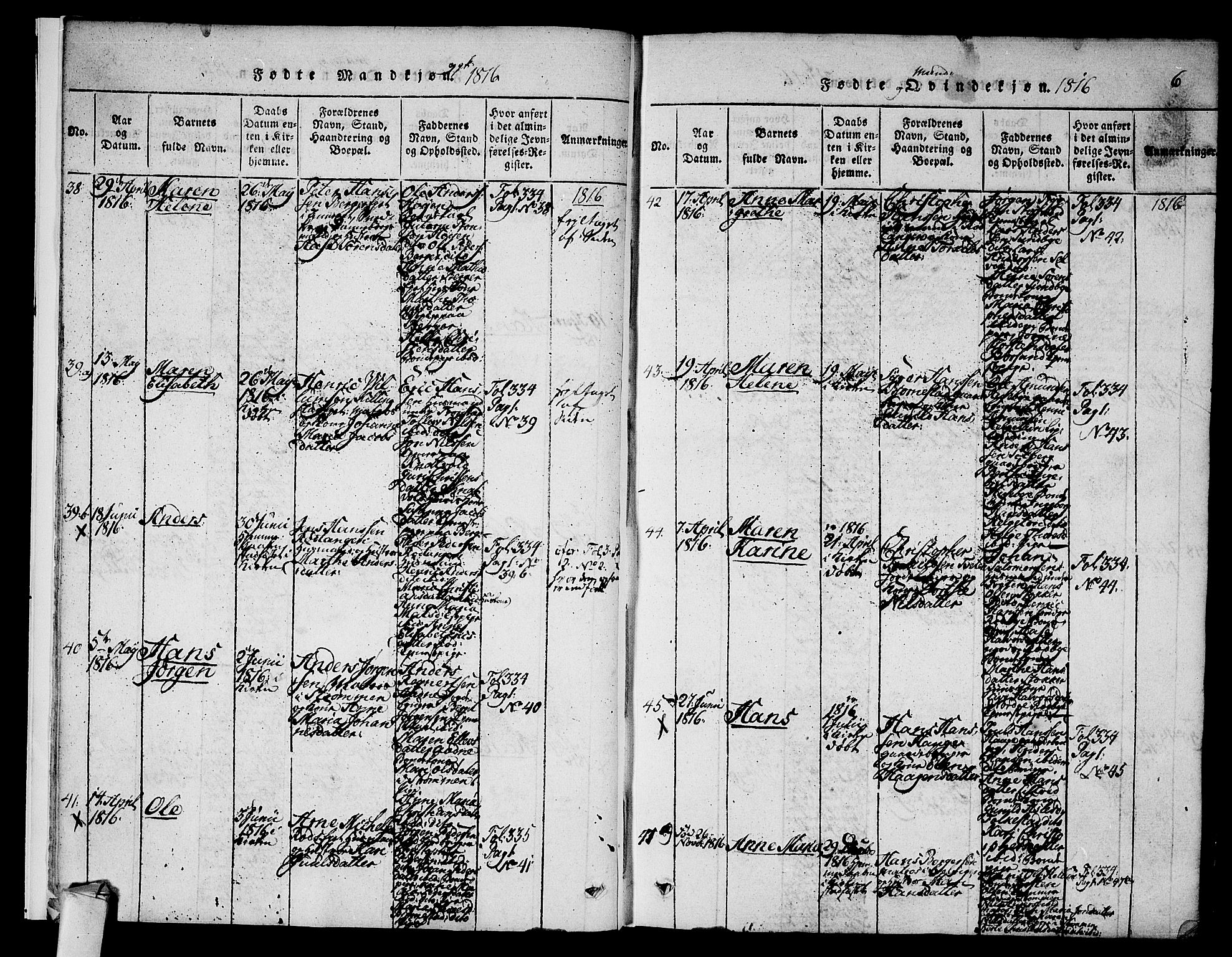 Hurum kirkebøker, SAKO/A-229/F/Fa/L0009: Ministerialbok nr. 9, 1816-1826, s. 6