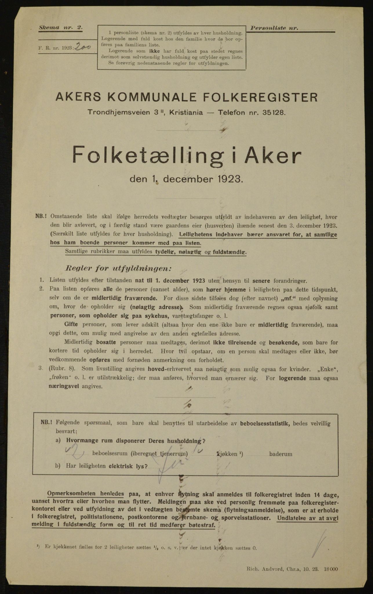 , Kommunal folketelling 1.12.1923 for Aker, 1923, s. 23492