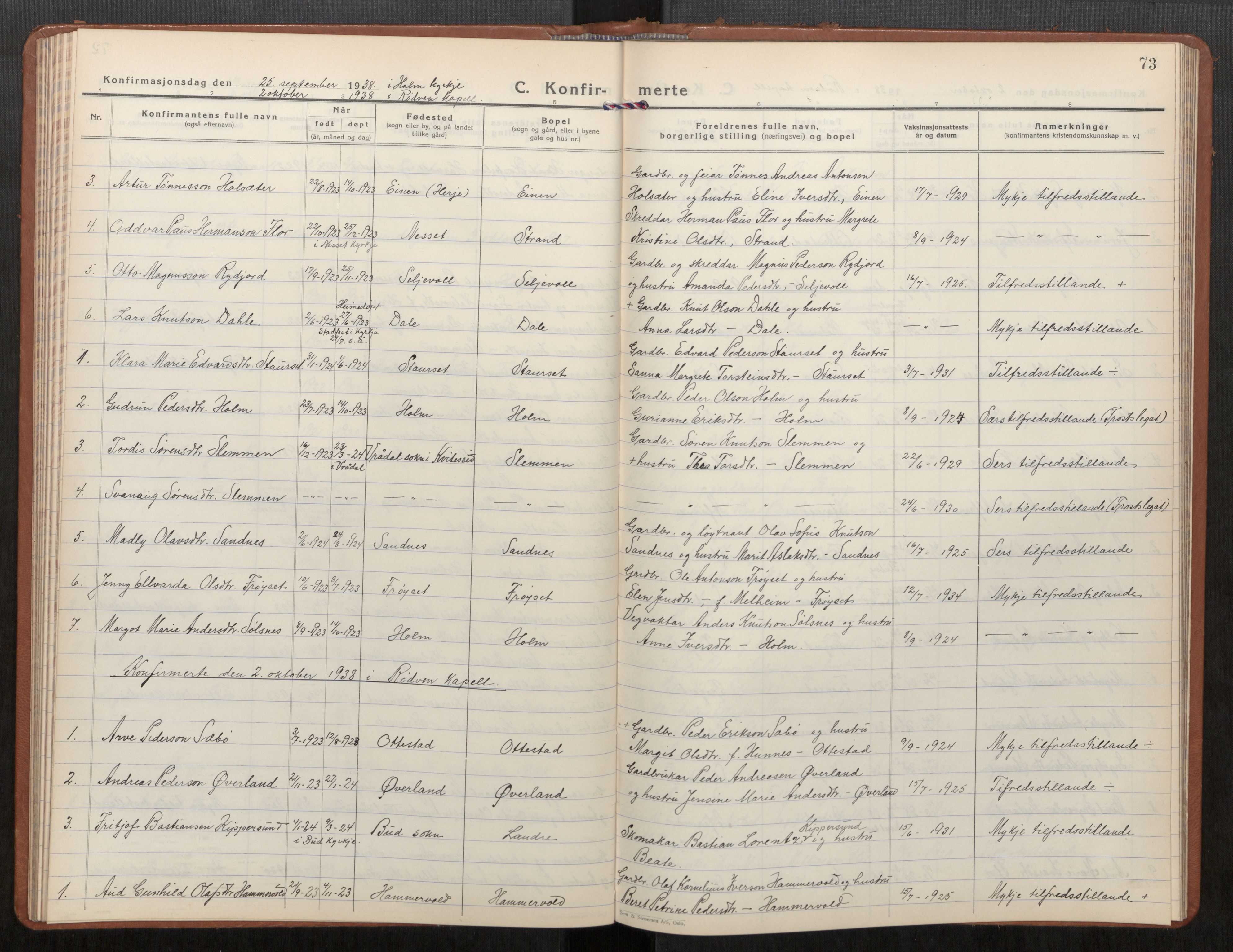 Ministerialprotokoller, klokkerbøker og fødselsregistre - Møre og Romsdal, AV/SAT-A-1454/549/L0616: Klokkerbok nr. 549C02, 1932-1961, s. 73