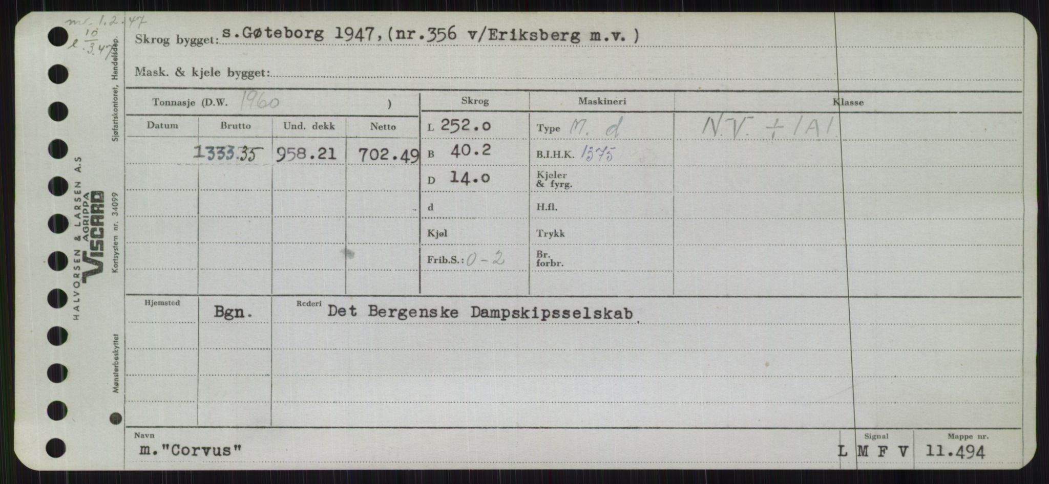 Sjøfartsdirektoratet med forløpere, Skipsmålingen, RA/S-1627/H/Hb/L0001: Fartøy, A-D, s. 461