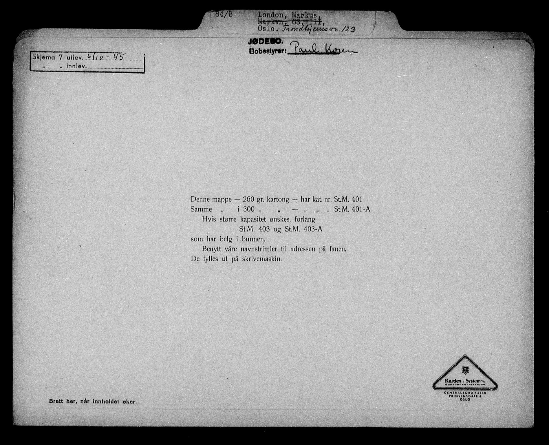 Justisdepartementet, Tilbakeføringskontoret for inndratte formuer, AV/RA-S-1564/H/Hc/Hcc/L0960: --, 1945-1947, s. 445