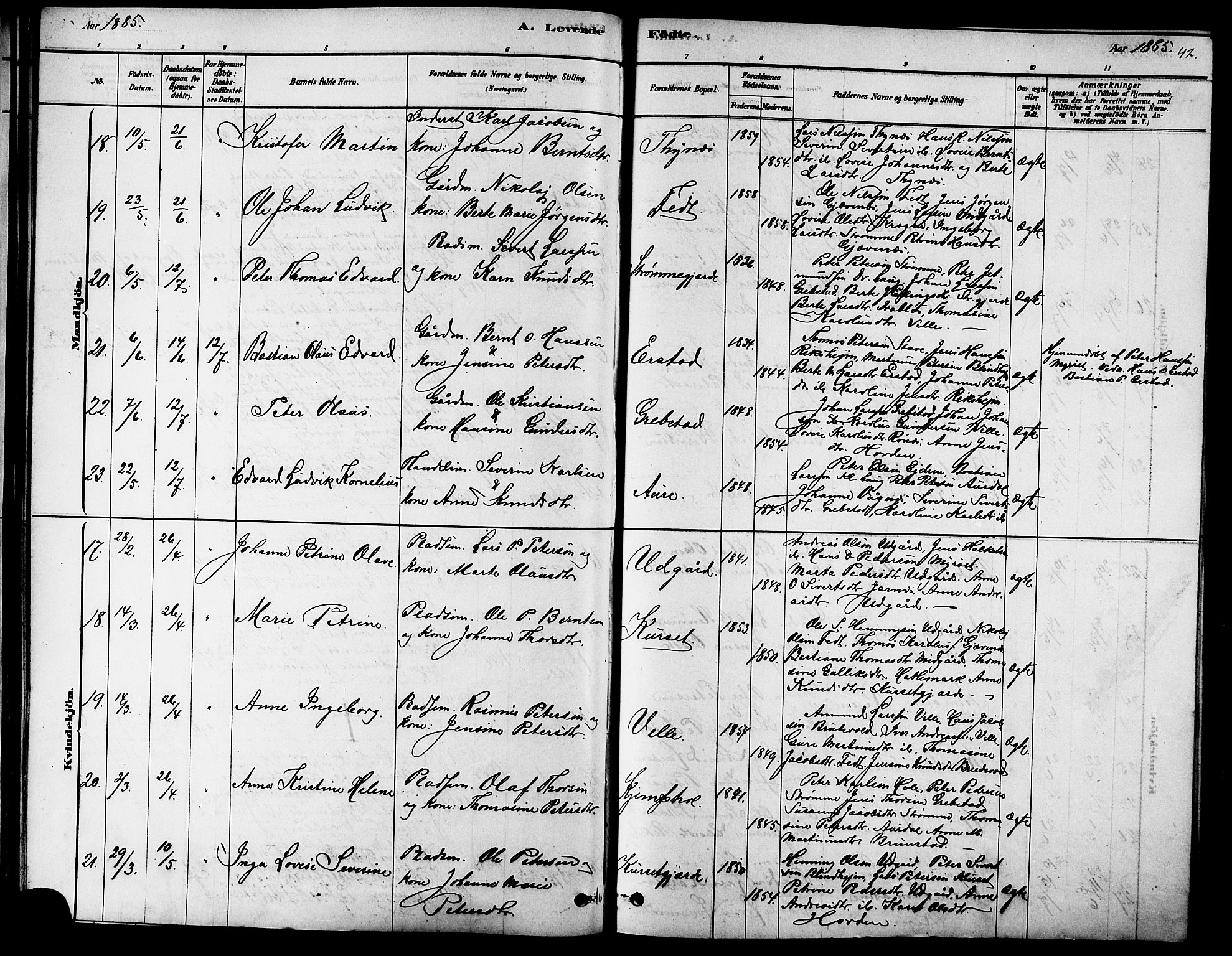 Ministerialprotokoller, klokkerbøker og fødselsregistre - Møre og Romsdal, AV/SAT-A-1454/523/L0339: Klokkerbok nr. 523C02, 1878-1891, s. 42