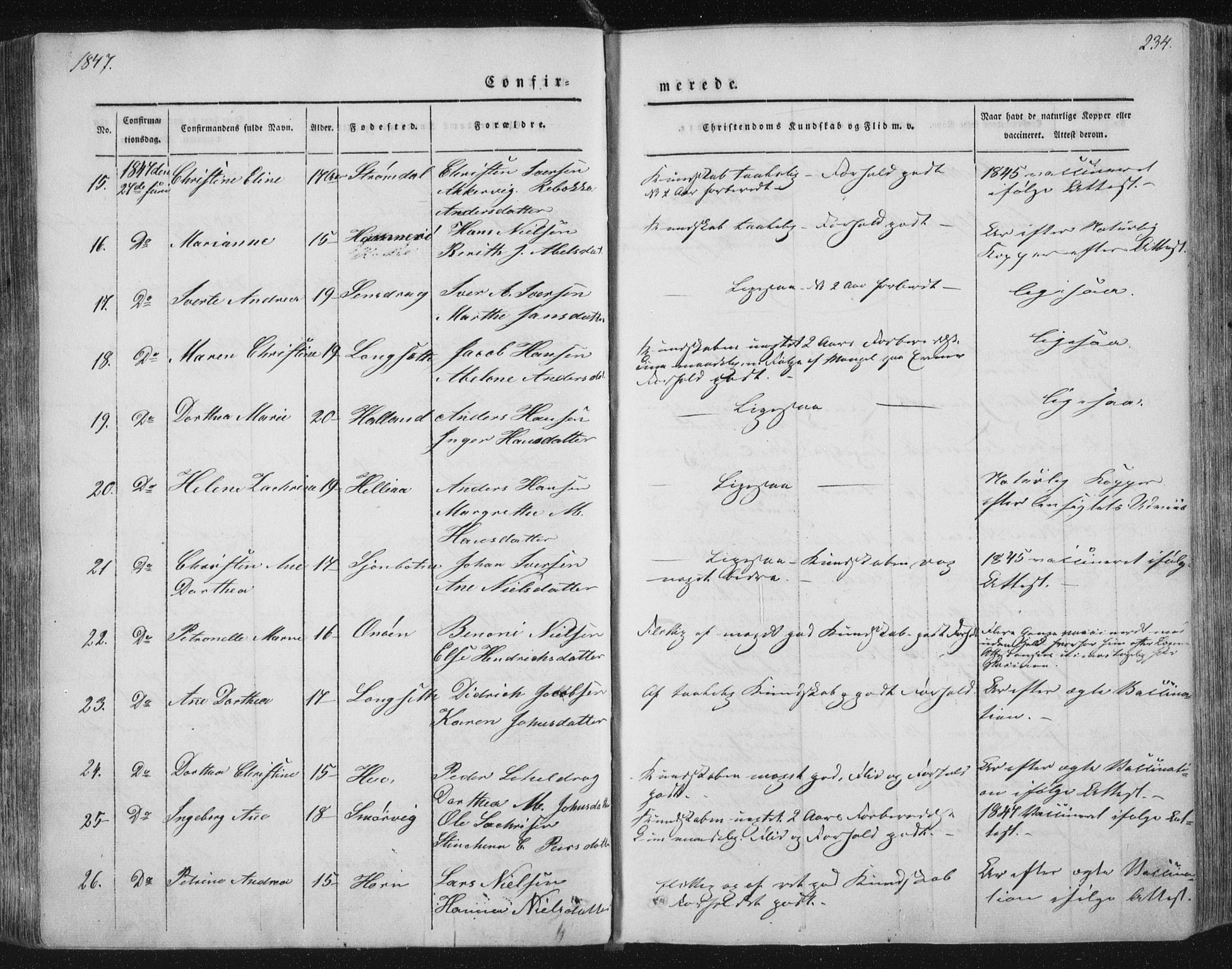 Ministerialprotokoller, klokkerbøker og fødselsregistre - Nordland, AV/SAT-A-1459/838/L0549: Ministerialbok nr. 838A07, 1840-1854, s. 234