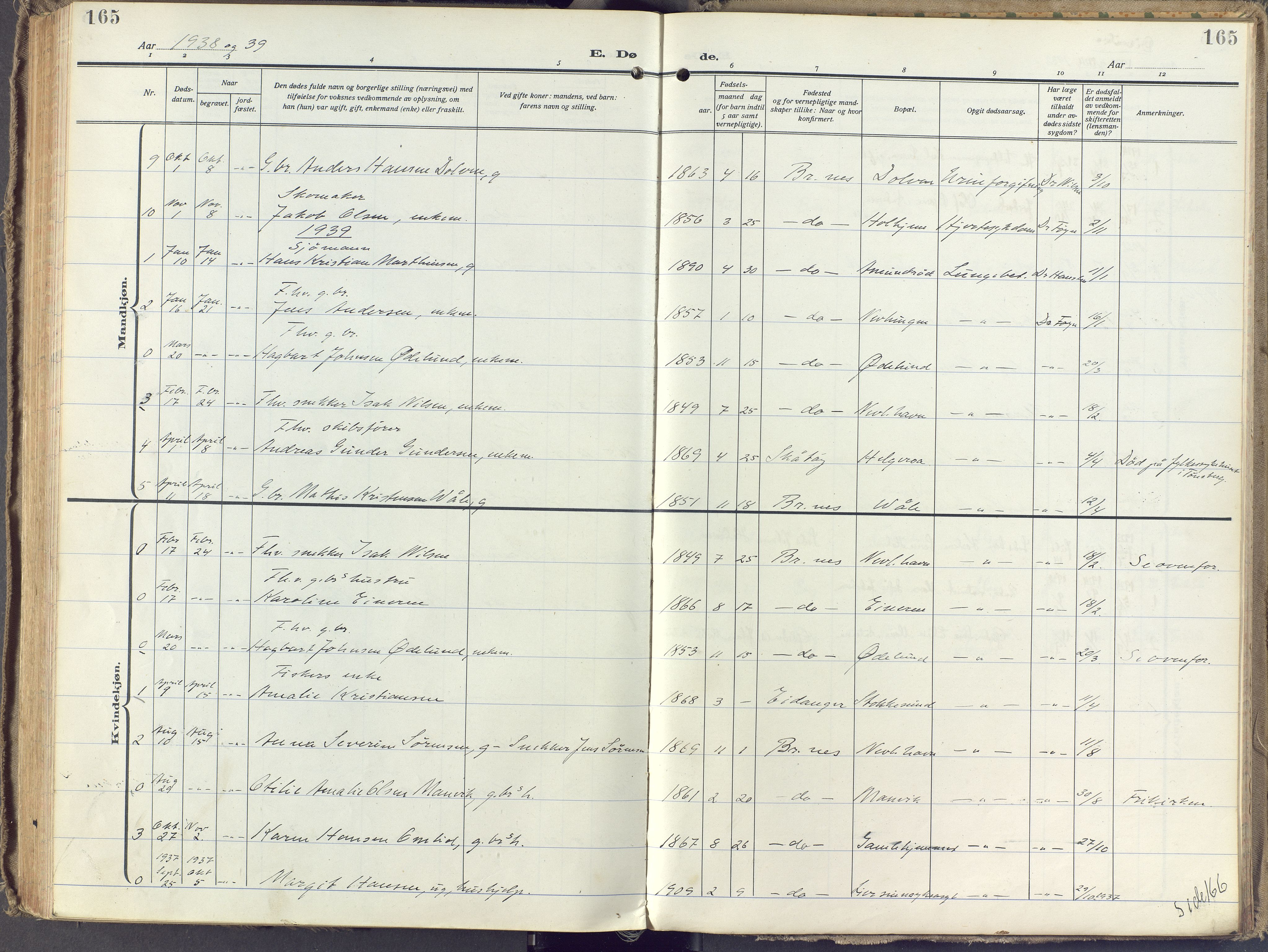 Brunlanes kirkebøker, SAKO/A-342/F/Fb/L0004: Ministerialbok nr. II 4, 1923-1940, s. 165
