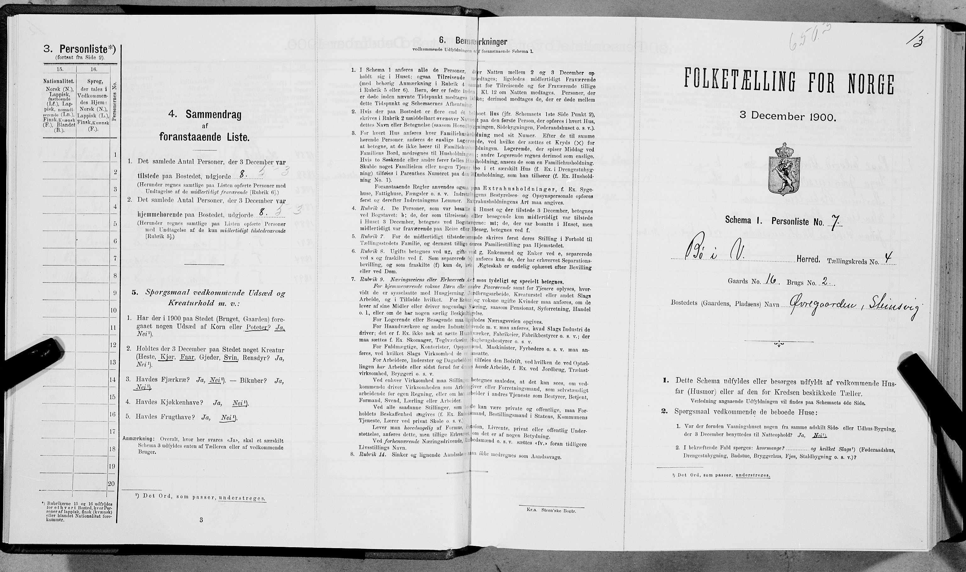 SAT, Folketelling 1900 for 1867 Bø herred, 1900, s. 424