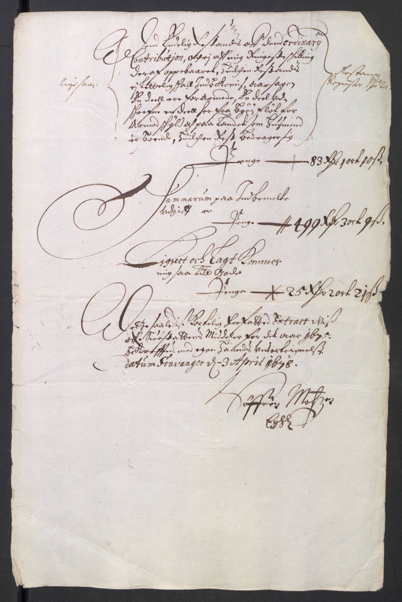 Rentekammeret inntil 1814, Reviderte regnskaper, Byregnskaper, RA/EA-4066/R/Ro/L0300: [O3] Kontribusjonsregnskap, 1661-1678, s. 188