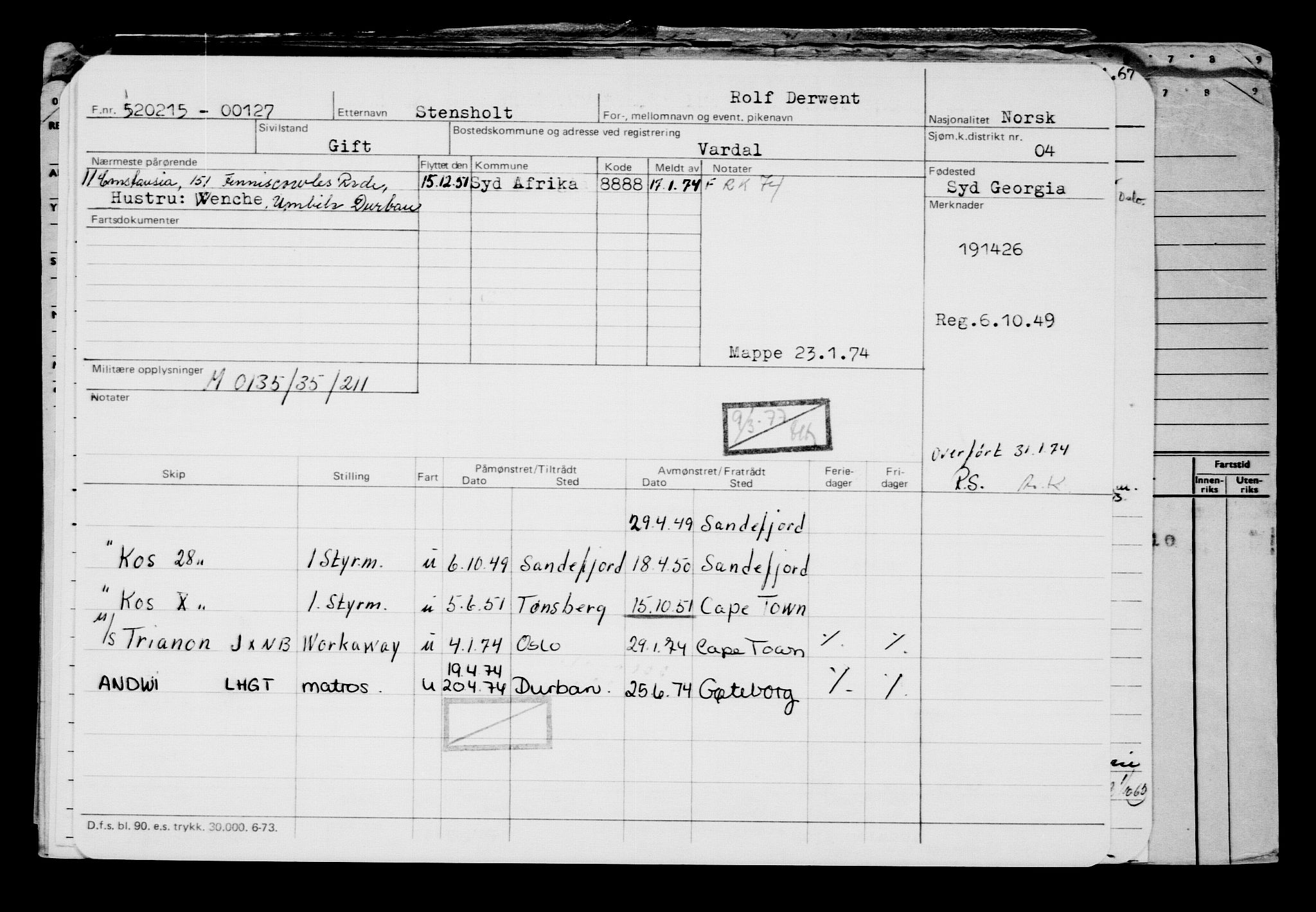 Direktoratet for sjømenn, AV/RA-S-3545/G/Gb/L0127: Hovedkort, 1915, s. 406