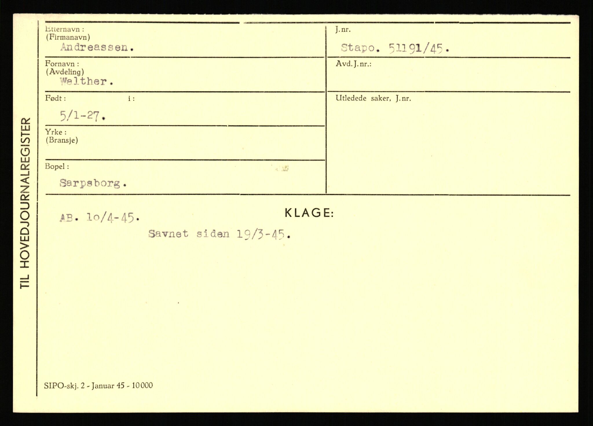 Statspolitiet - Hovedkontoret / Osloavdelingen, AV/RA-S-1329/C/Ca/L0001: Aabakken - Armann, 1943-1945, s. 3967